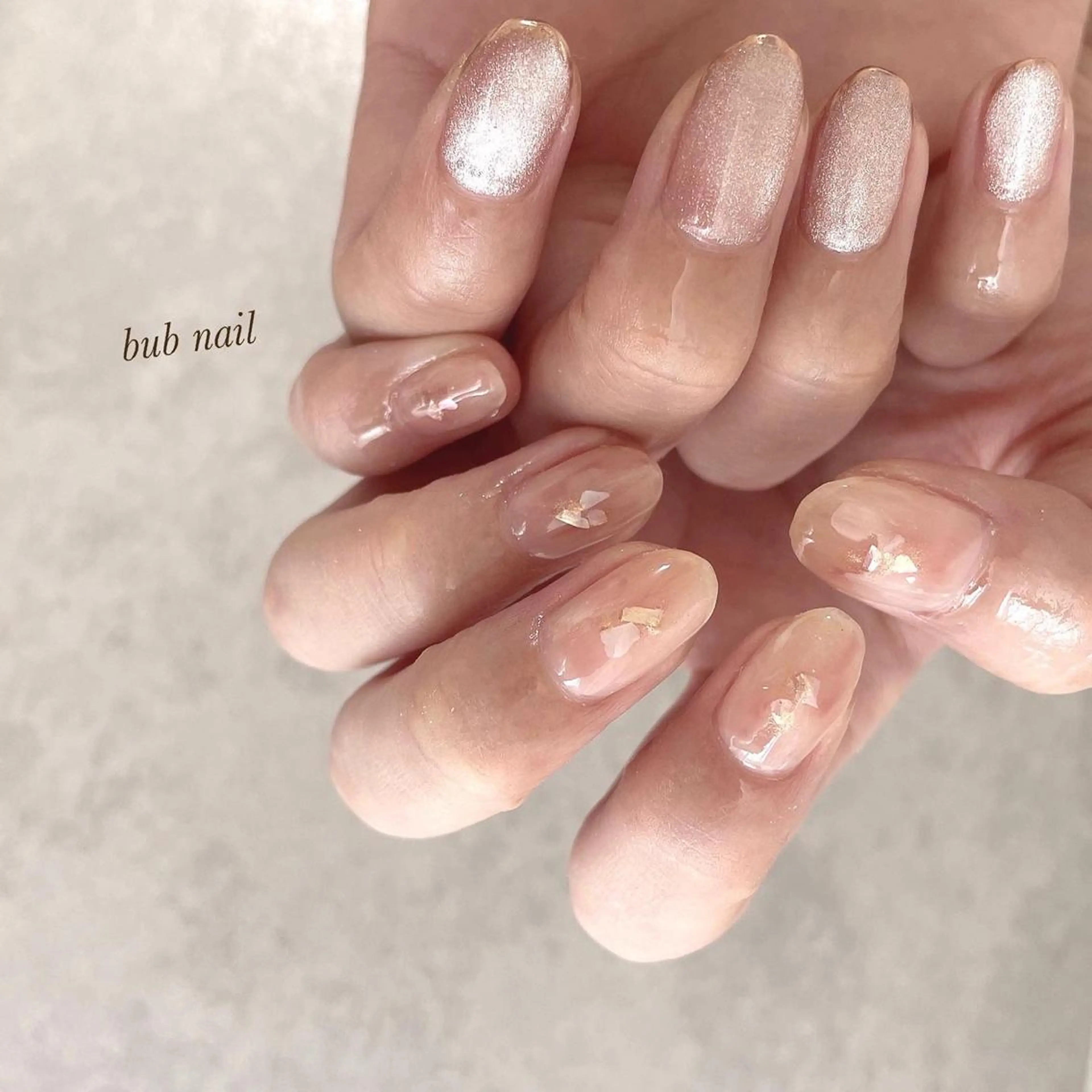 ネイル フレンチネイル マグネットネイル ミラーネイル ニュアンスネイル ピンク 植草 志帆のネイルデザイン