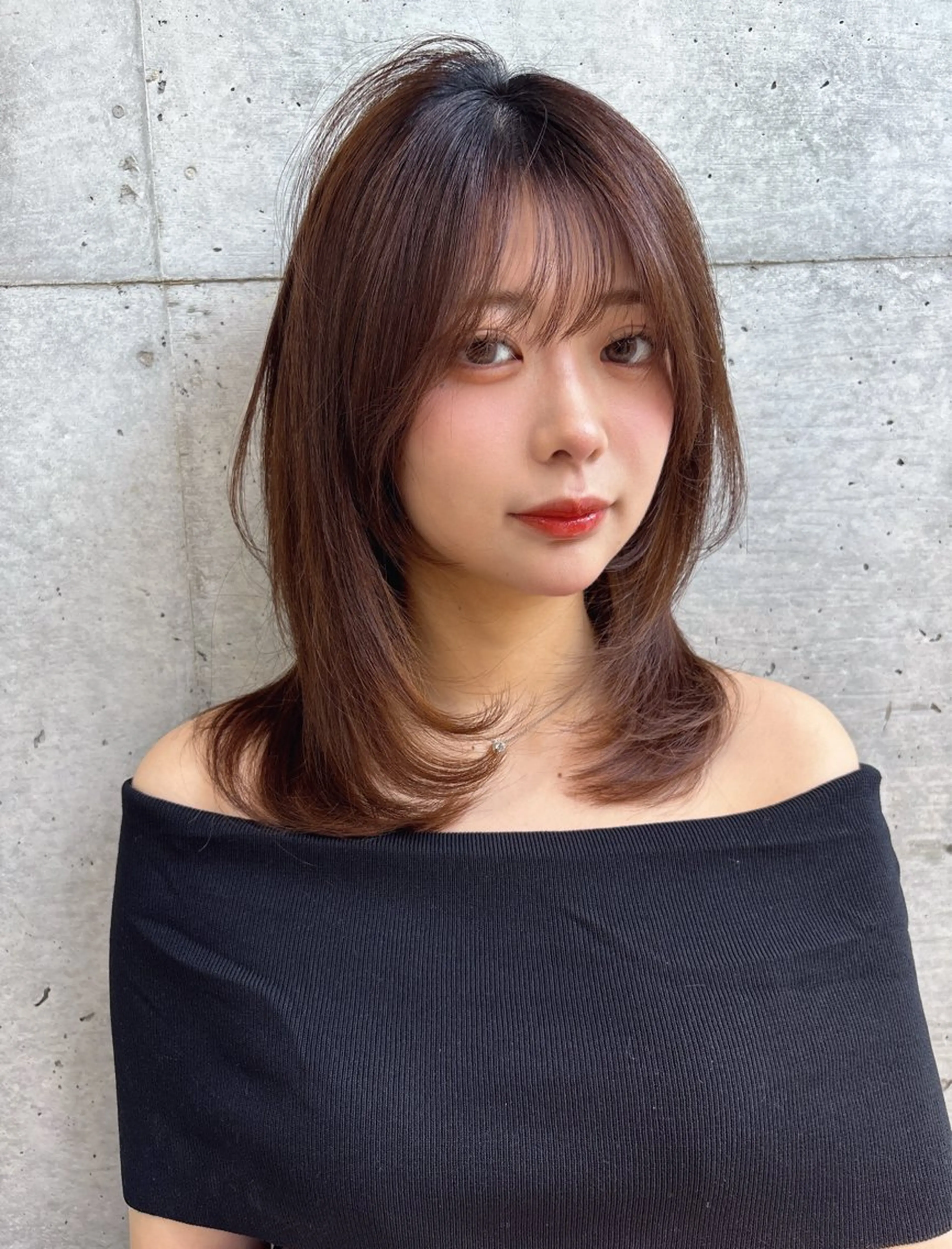 ミディアム カット ヘアカラー トリートメント 福岡縮毛矯正✨️ ストレート 向井和輝のヘアスタイル