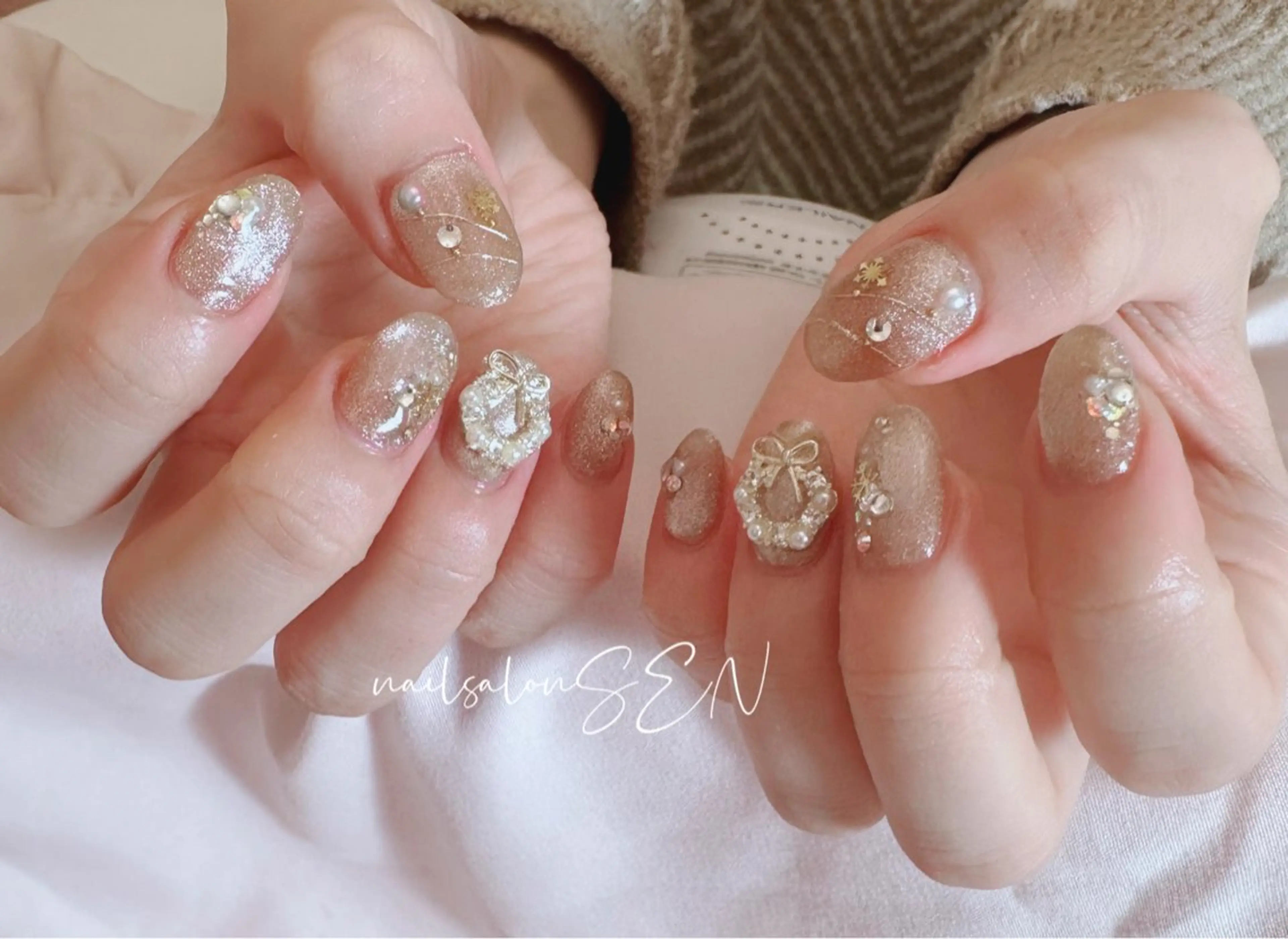 ネイル マグネットネイル 冬ネイル クリスマス nail salon SENのネイルデザイン