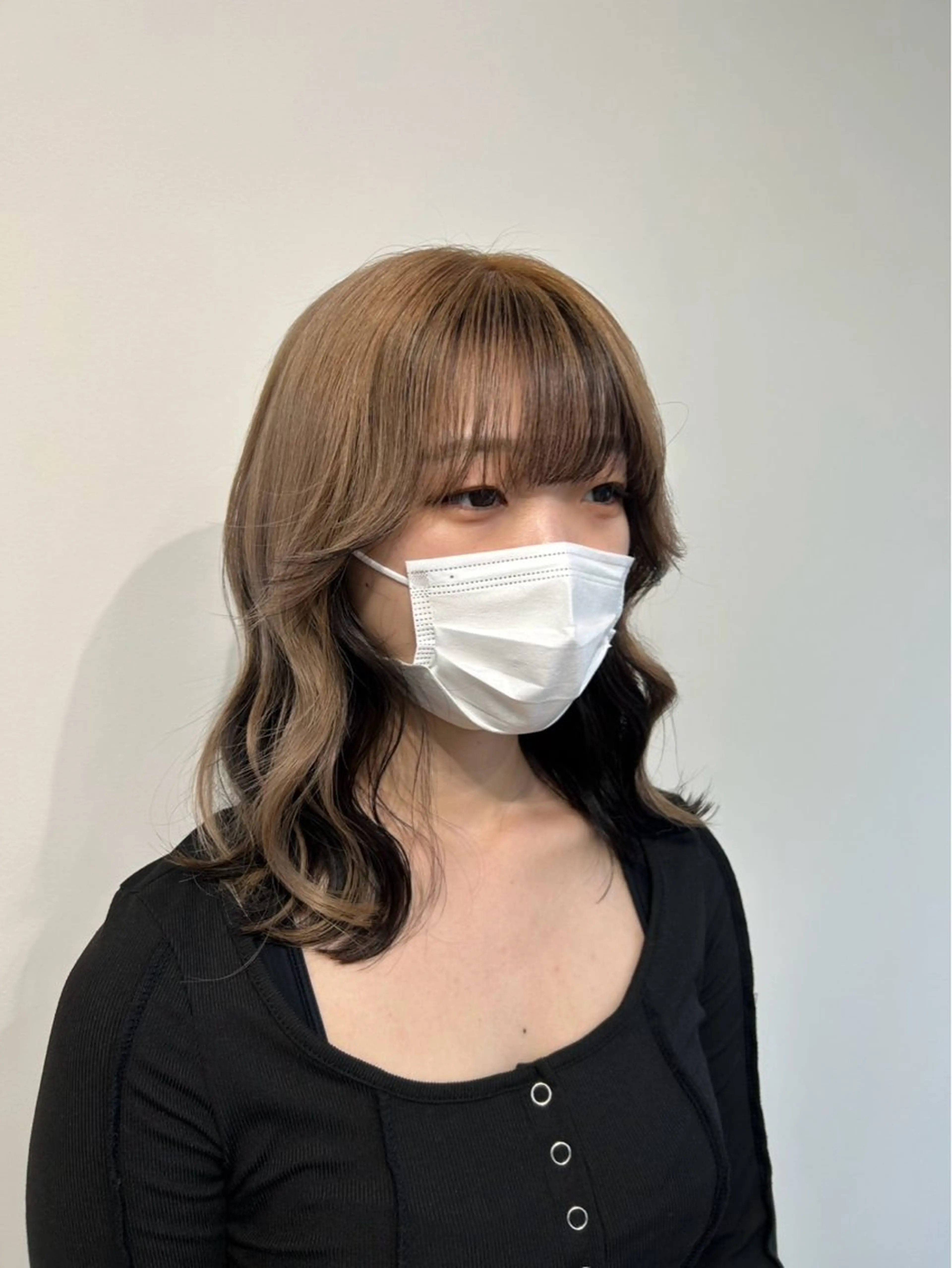 ミディアム ヘアカラー トリートメント 新潟/万代/レイヤー 韓国風/明間未来のヘアスタイル