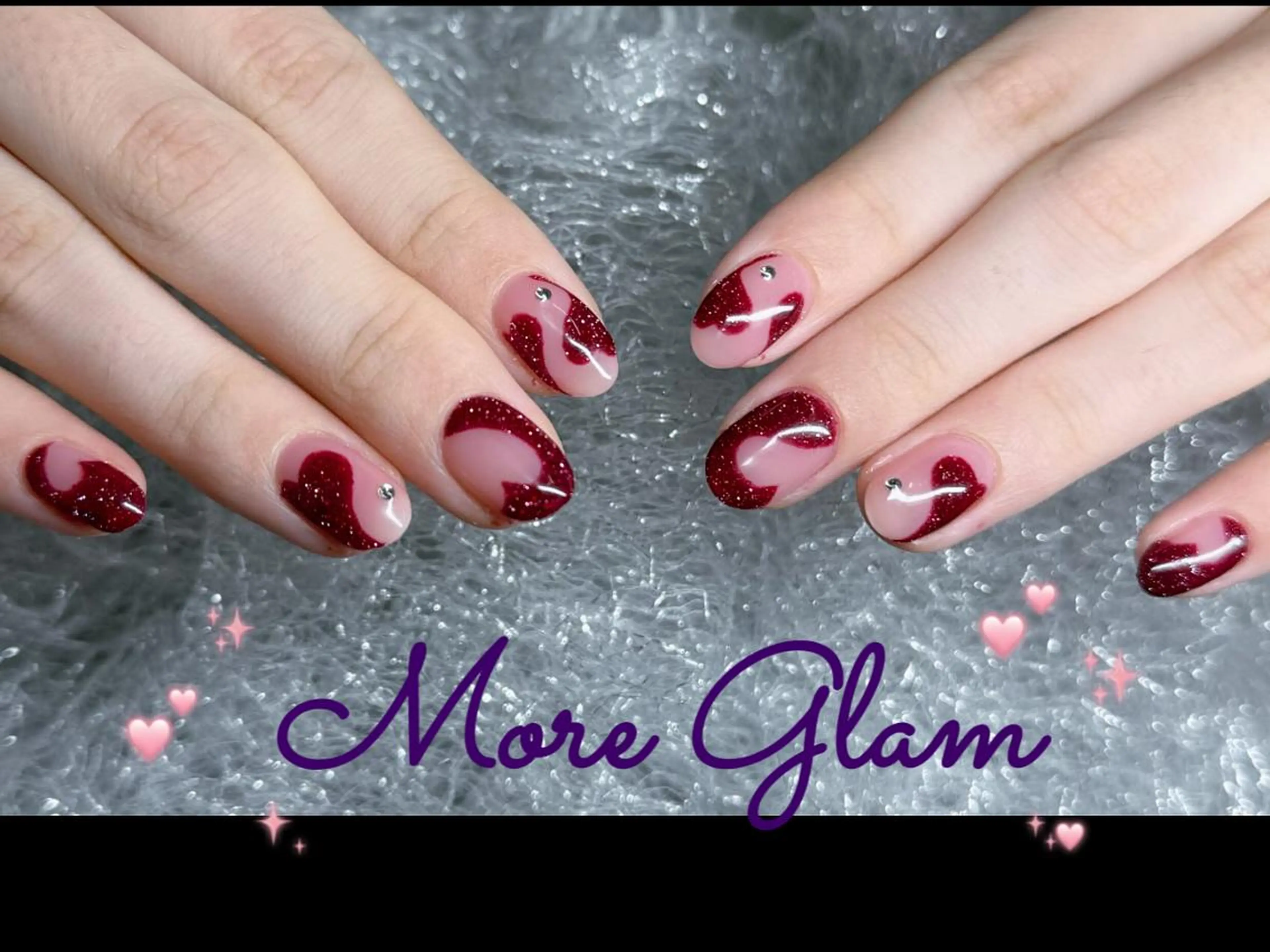 ネイル 長さ出し フットネイル フレンチネイル ジェルネイル ガラスフレンチ More Glam 池袋東口店のネイルデザイン