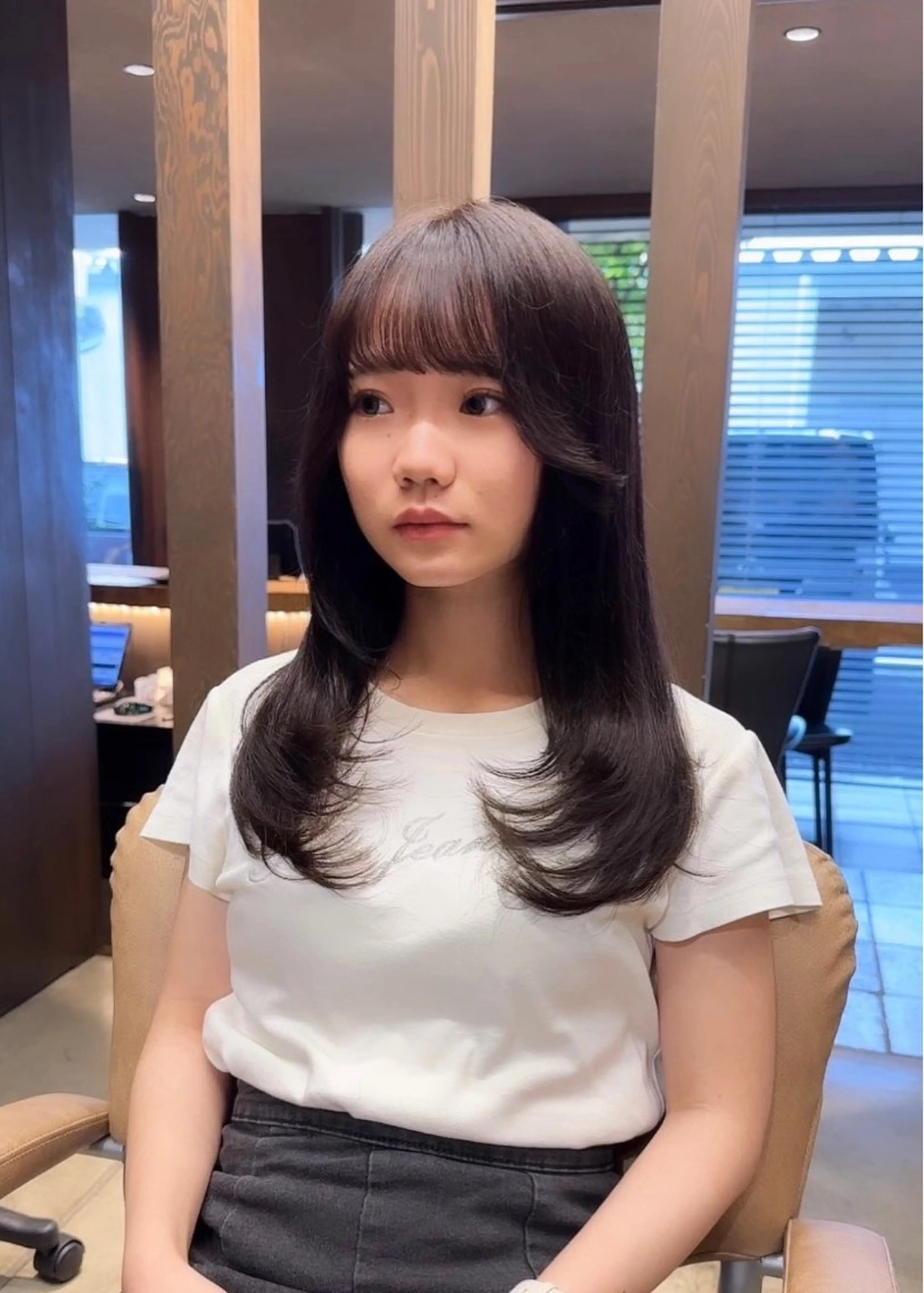 ロング カラー グレージュ 韓国風ヘア レイヤーカット カット ヘアカラー トリートメント 韓国ヘア/レイヤー /大嶽佑馬のヘアスタイル