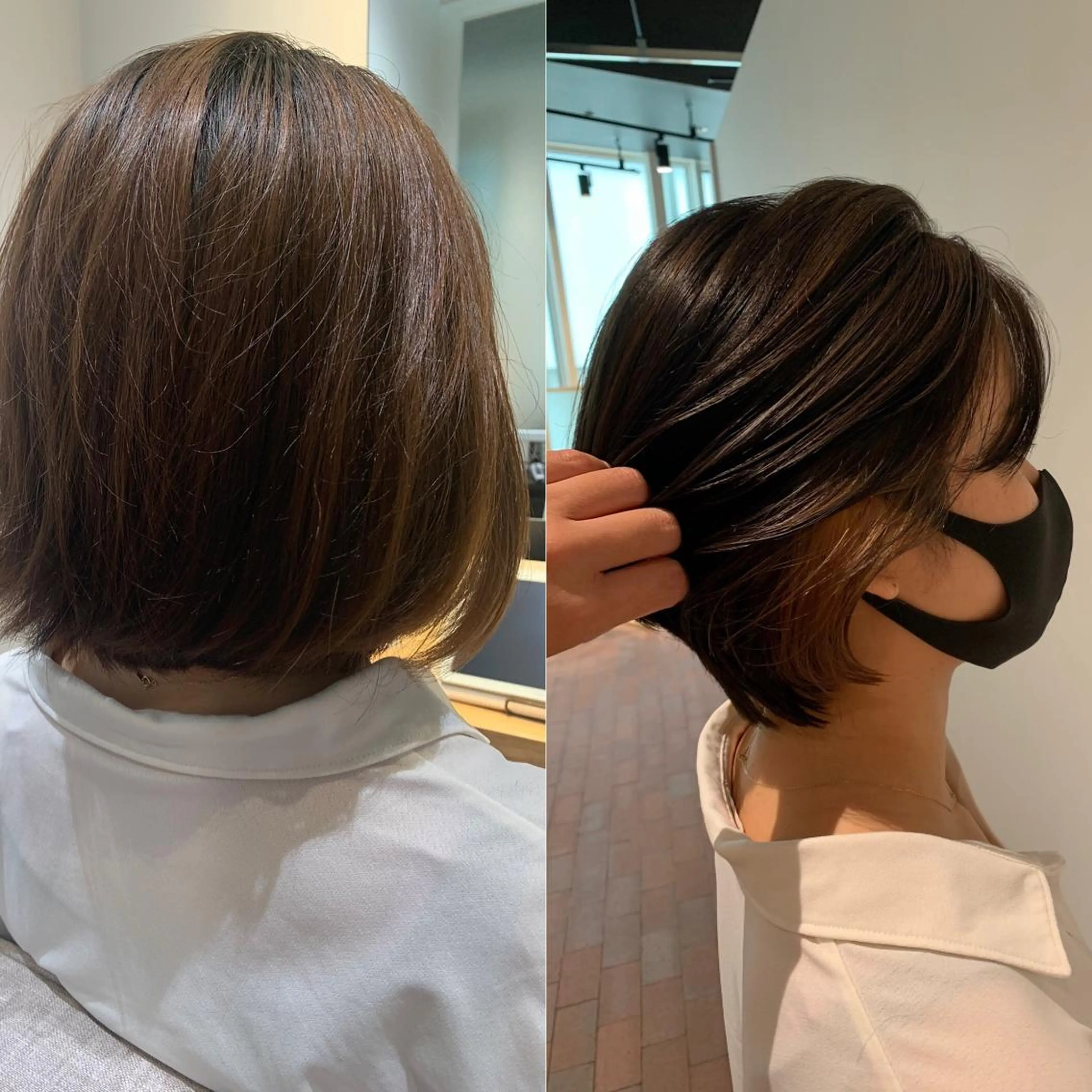 ショート カラー ベージュカラー インナーカラー ボブ くびれヘア カット ヘアカラー トリートメント 透明感カラー/ボブ 今気になること占う人のヘアスタイル