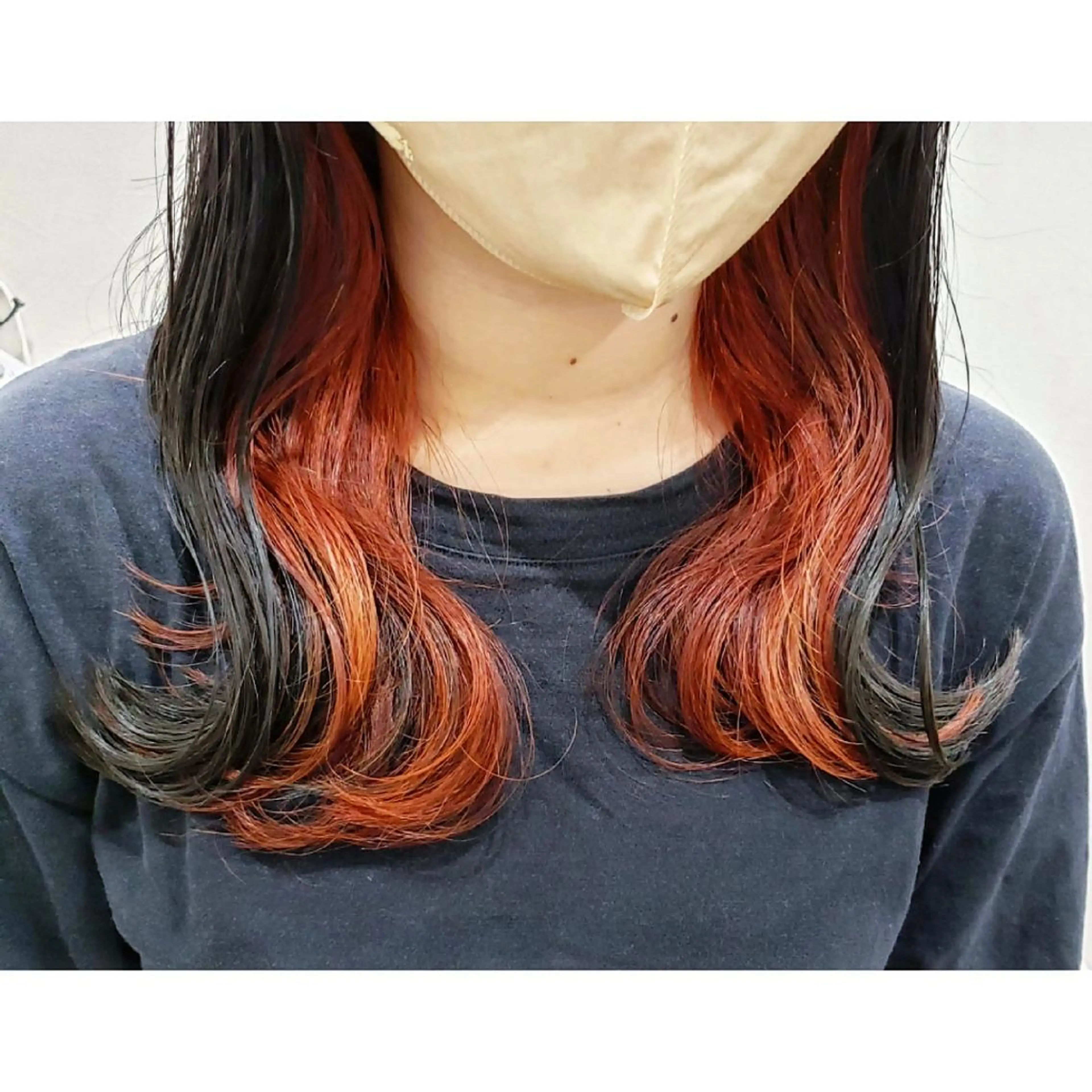 ミディアム カラー ヘアアレンジ インナーカラー オレンジ 髪質改善 髪質改善サロン🍃 AIRI のヘアスタイル