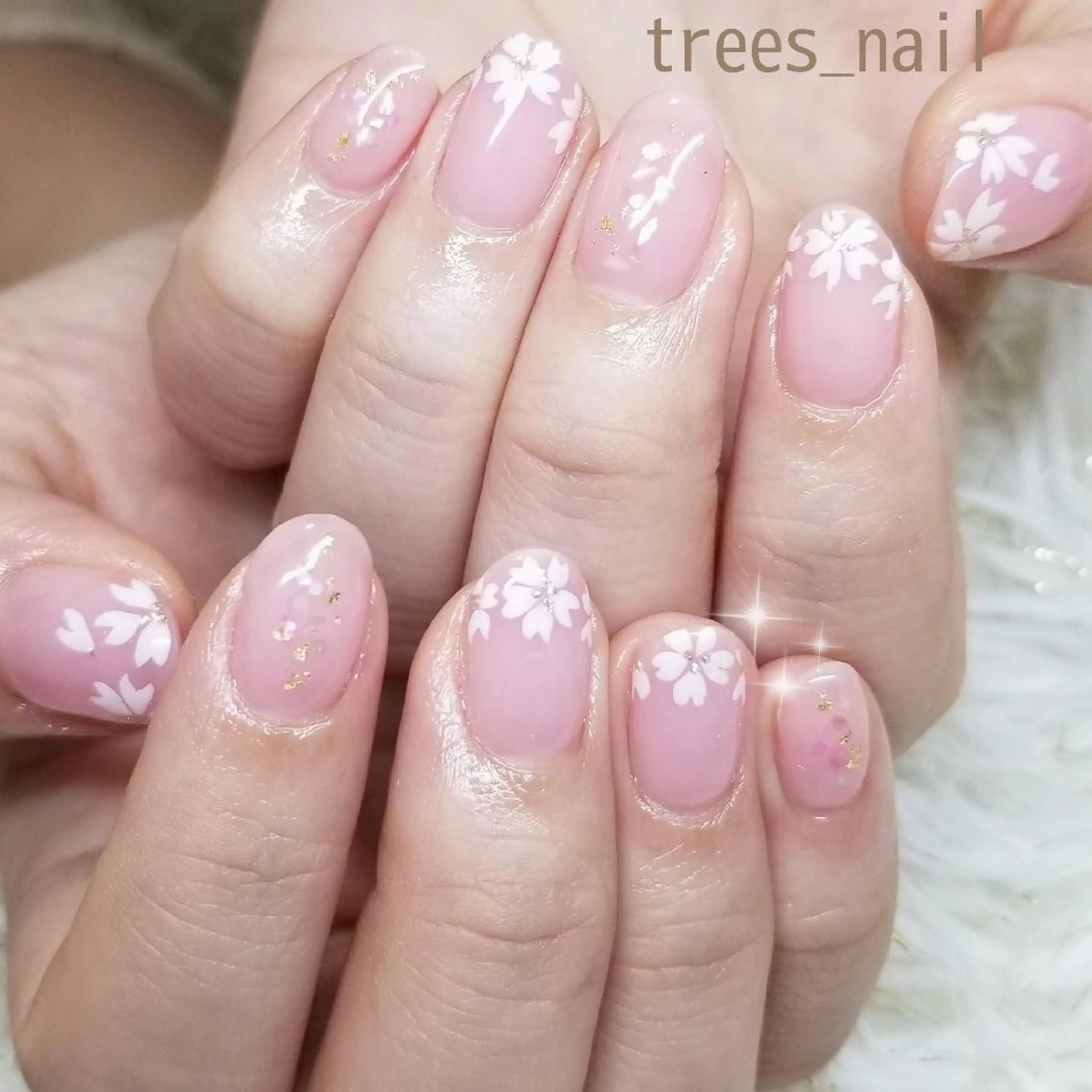ネイル アートネイル 桜ネイル ピンク 春ネイル trees_ nailのネイルデザイン