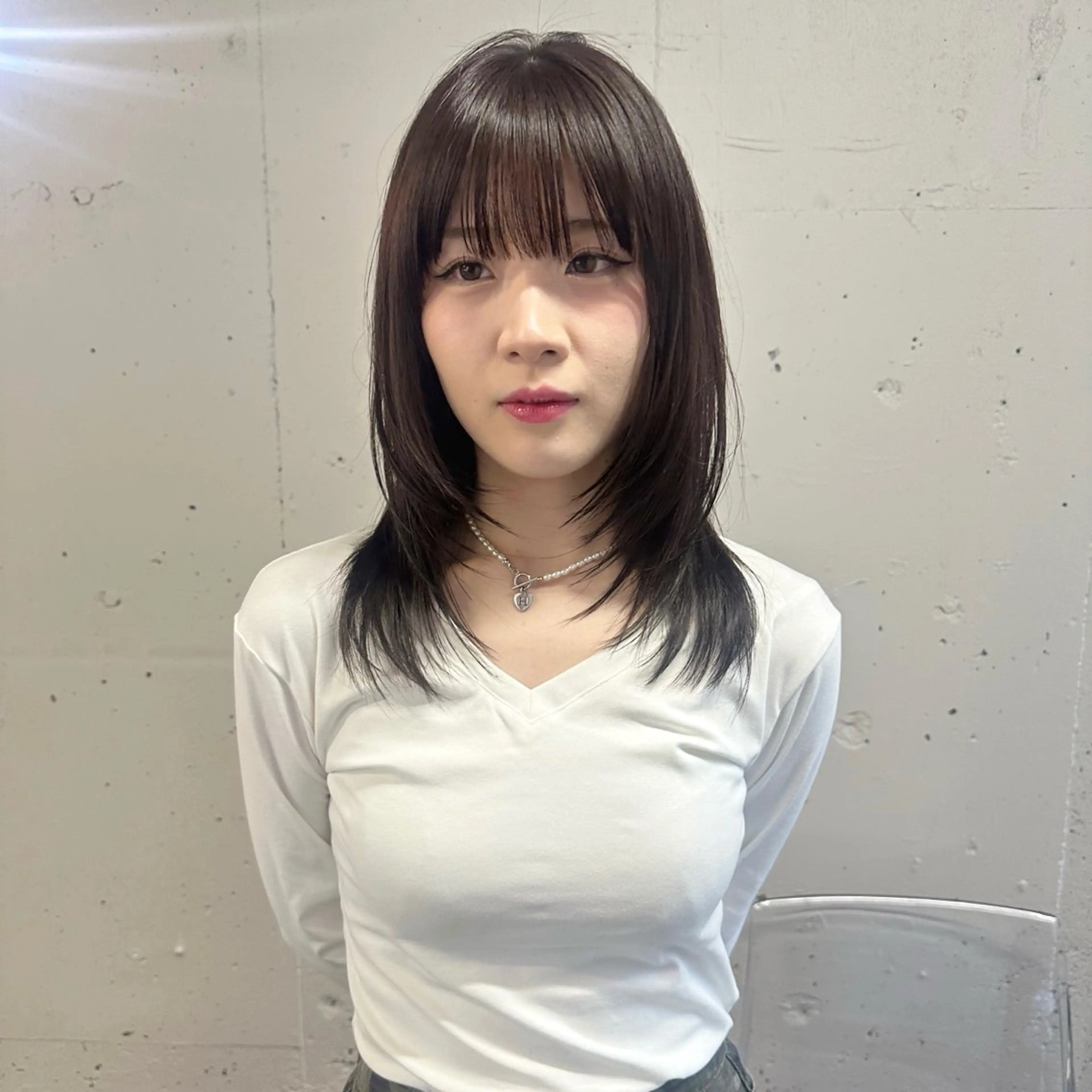 セミロング ハッシュカット🎀 レイヤーカットのヘアスタイル