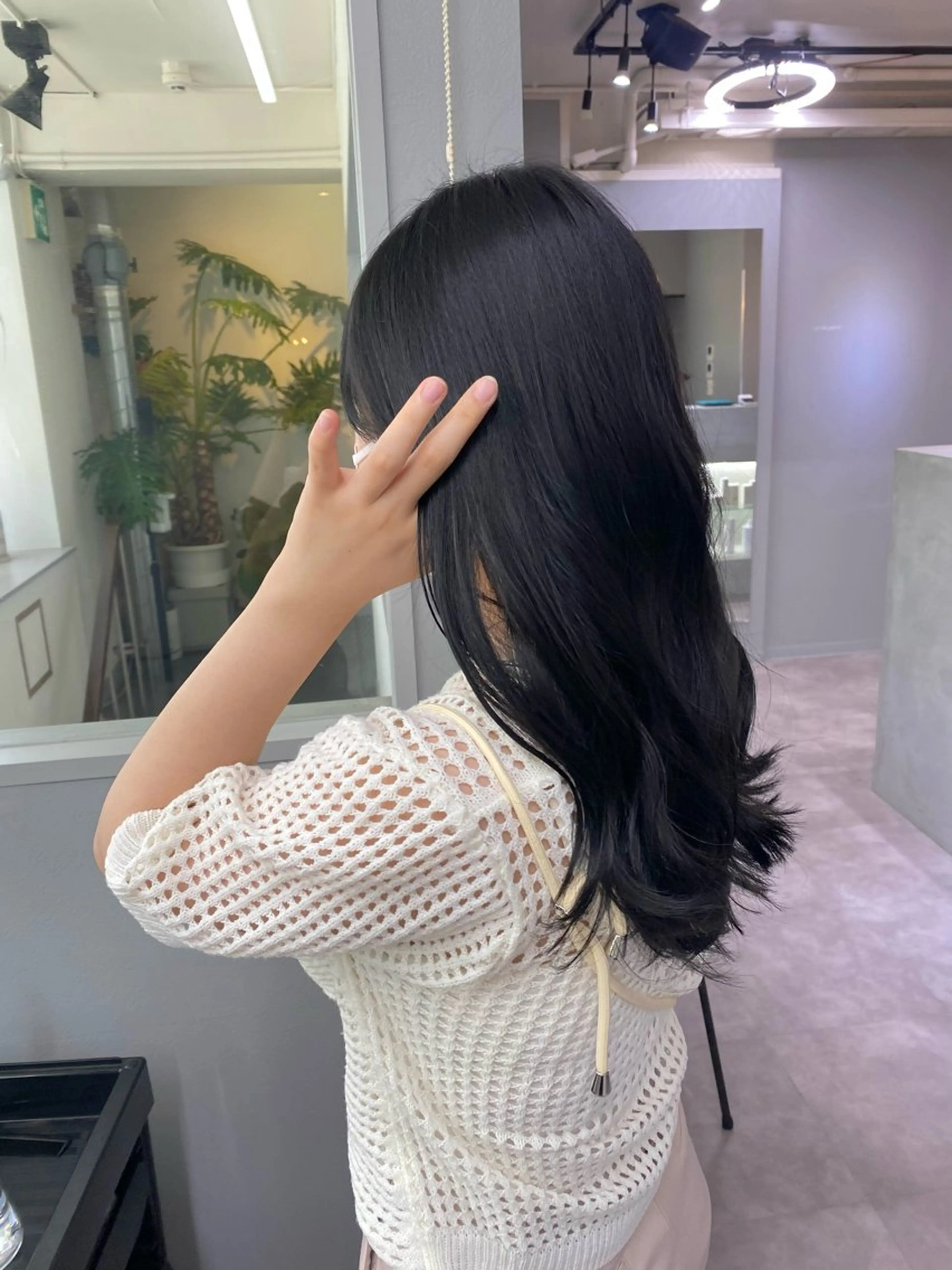ロング カラー 黒髪 ブルーカラー ブルーブラック きよはらちさき🍑 柔らかカラー🌱🫧のヘアスタイル