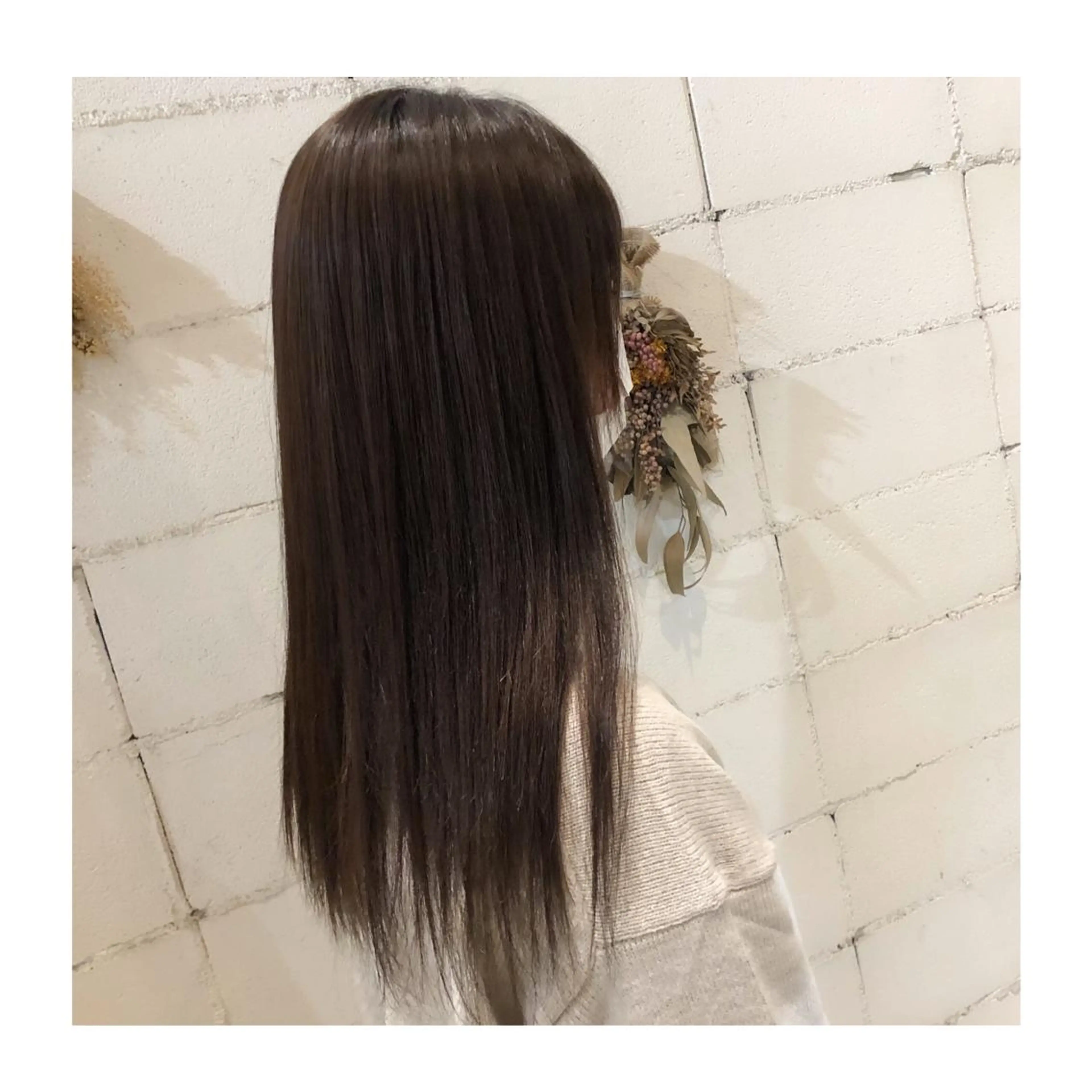 ロング カラー グレージュ オリーブグレージュ オリーブグレー トリートメント カット 縮毛矯正 トリートメント ❁⃘ ち だ り さ ❁⃘のヘアスタイル