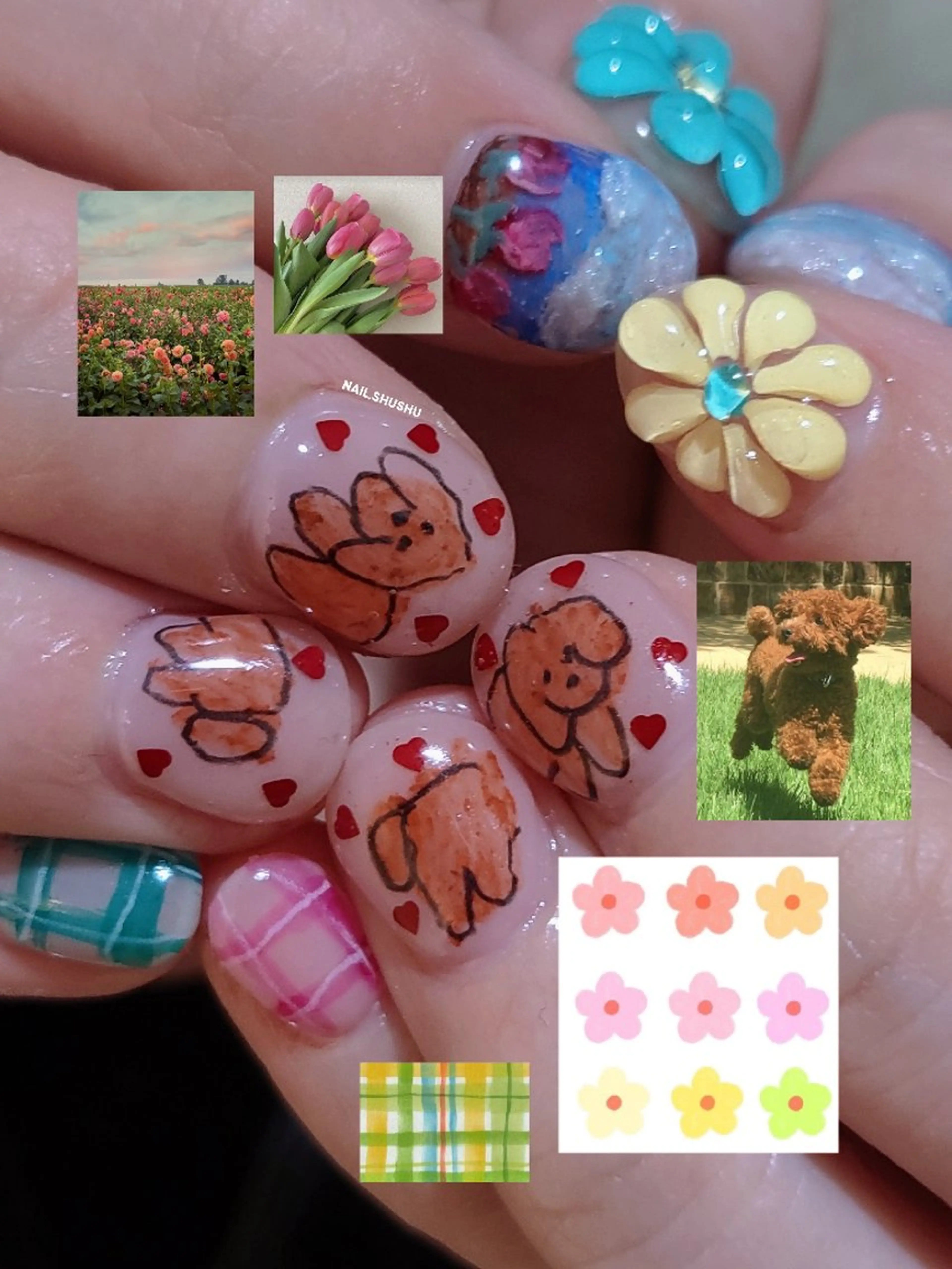 ネイル ハンドネイル 3dパーツ/流行り 👧shushu❤️のネイルデザイン