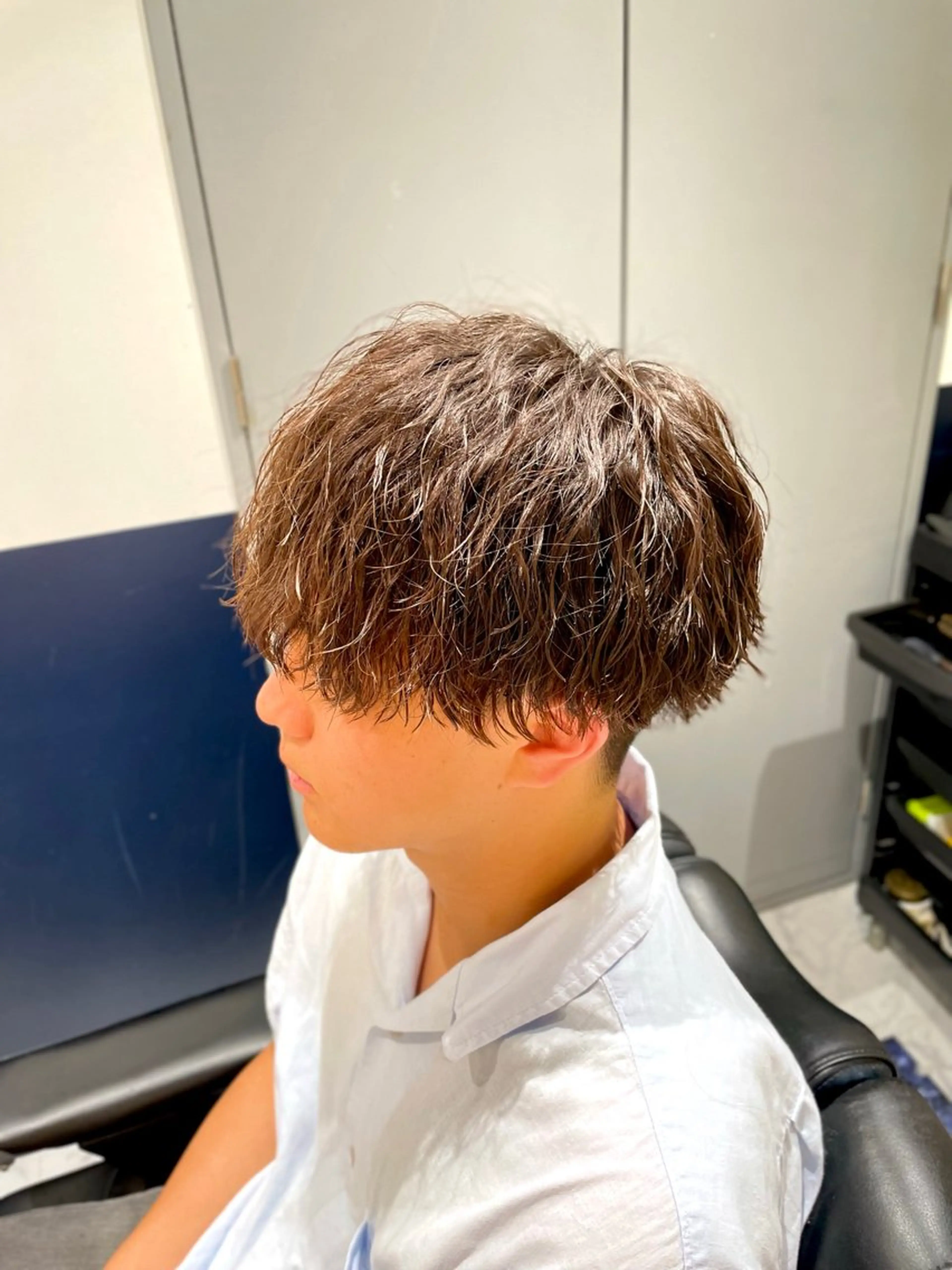 ミディアム パーマ メンズ ミディアムパーマ マッシュ メンズパーマ カット パーマ 銀座メンズカット/ 銀座メンズパーマ/のヘアスタイル