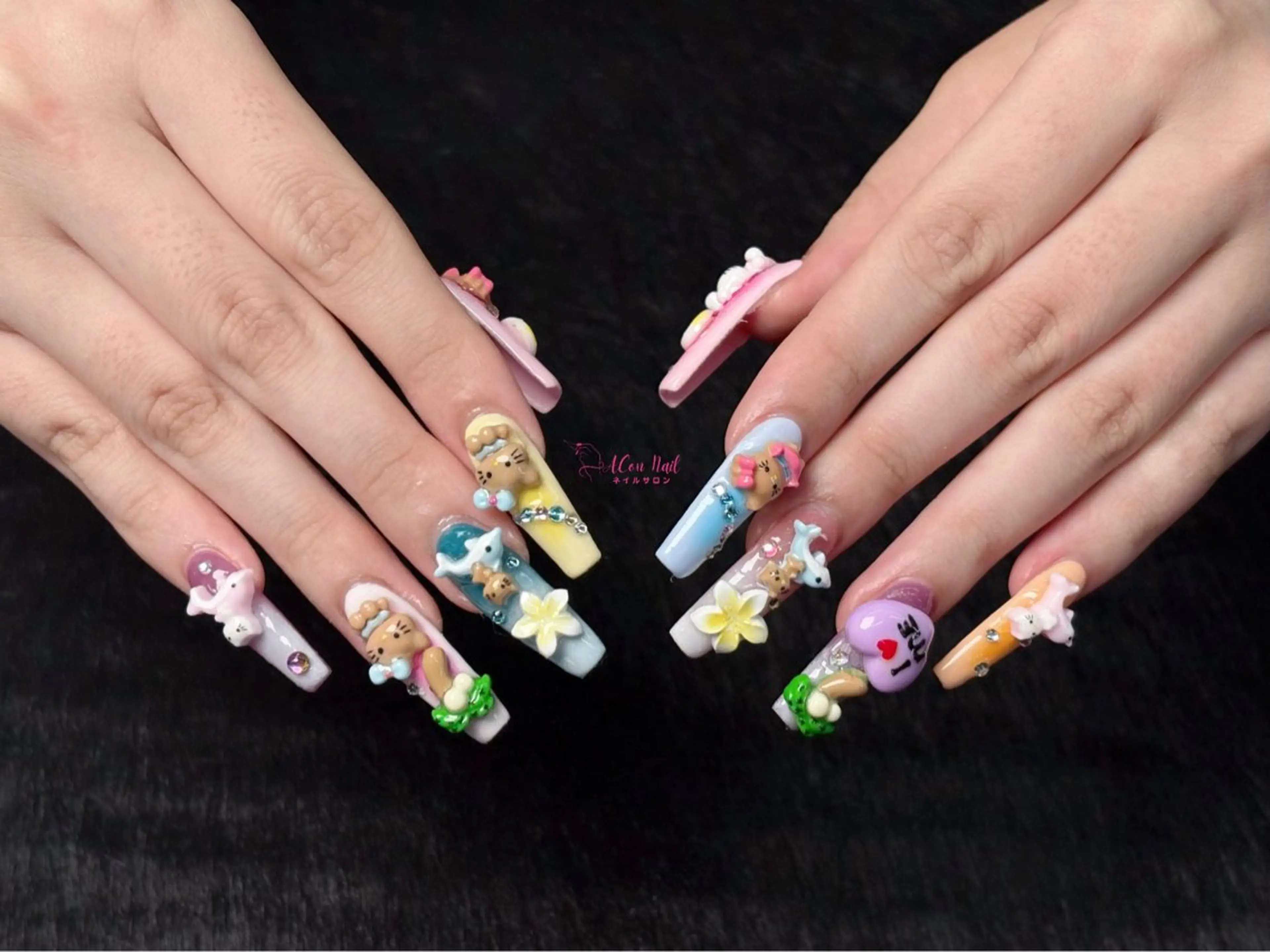 ネイル 桜ネイル 長さ出し フラワーネイル フレンチネイル ジェルネイル ハンドネイル ACon NailSalonのネイルデザイン