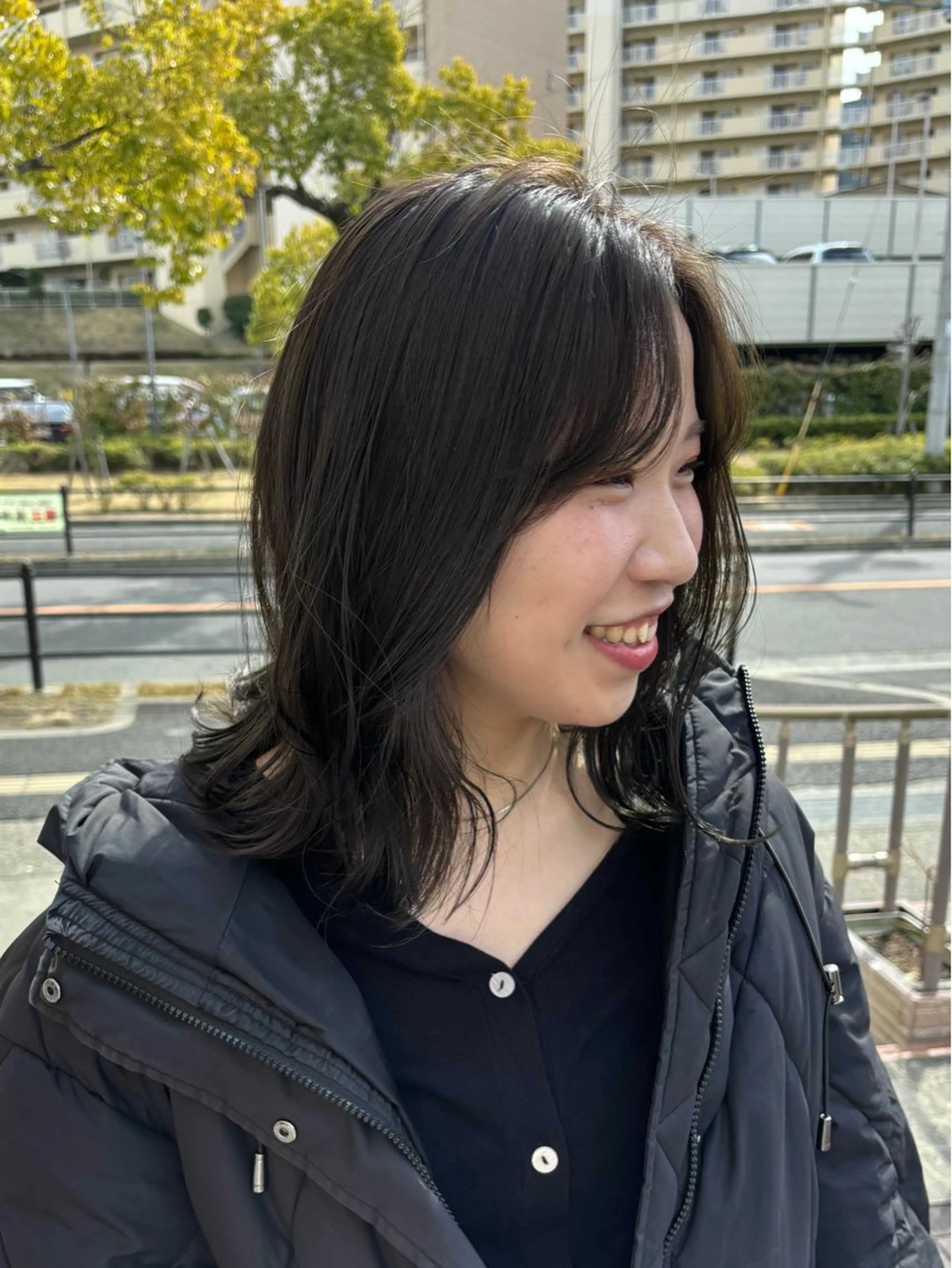 ミディアム 髪質改善 小顔カット トリートメント カット ヘアカラー トリートメント やまぐち もえかのヘアスタイル