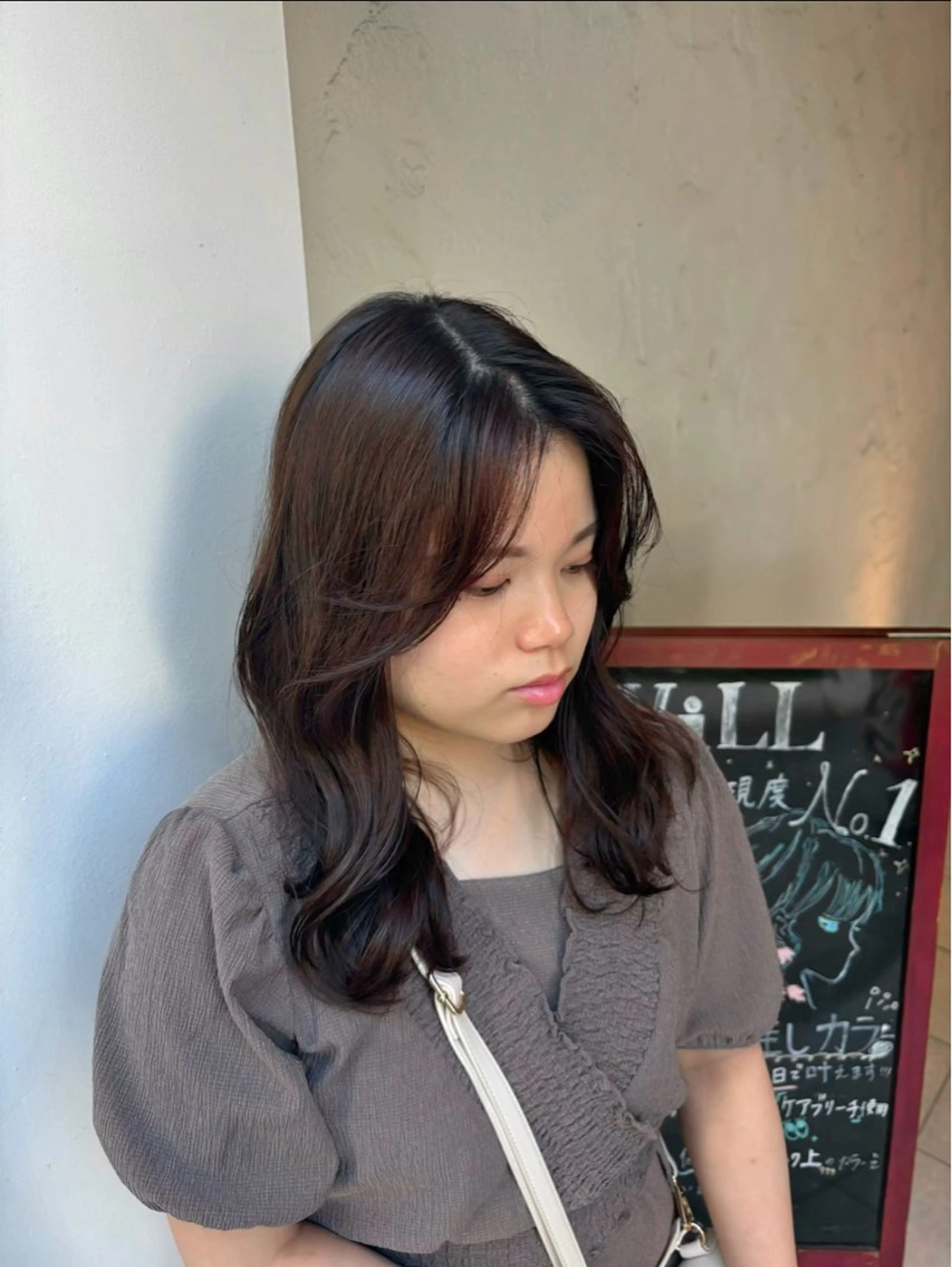 セミロング 韓国風ヘア レイヤーカット カット ヘアカラー 🌼韓国ヘア🌼 田中義也のヘアスタイル