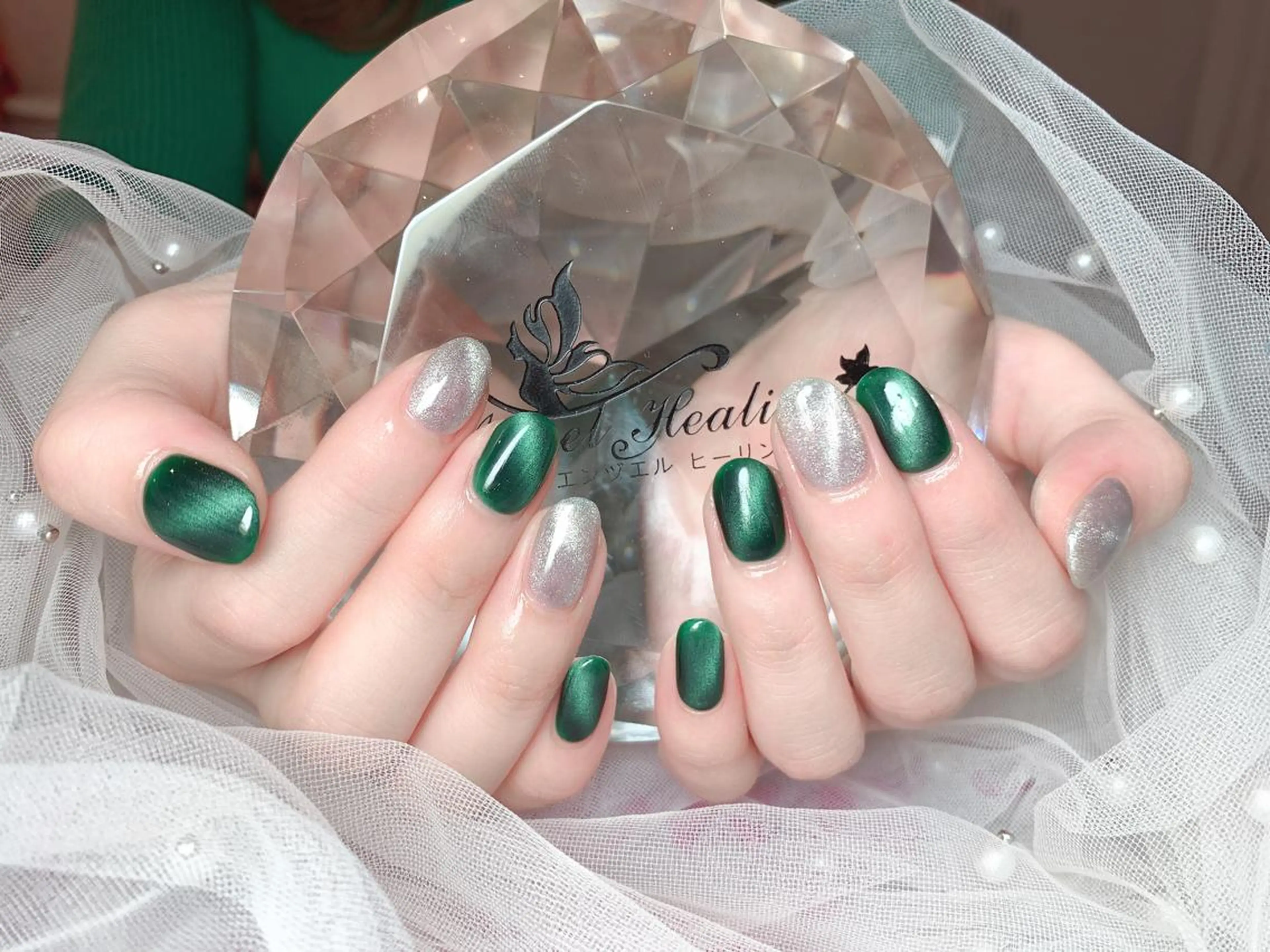 ネイル マグネットネイル シルバー エンジェル ヒーリング 矢場町店のネイルデザイン