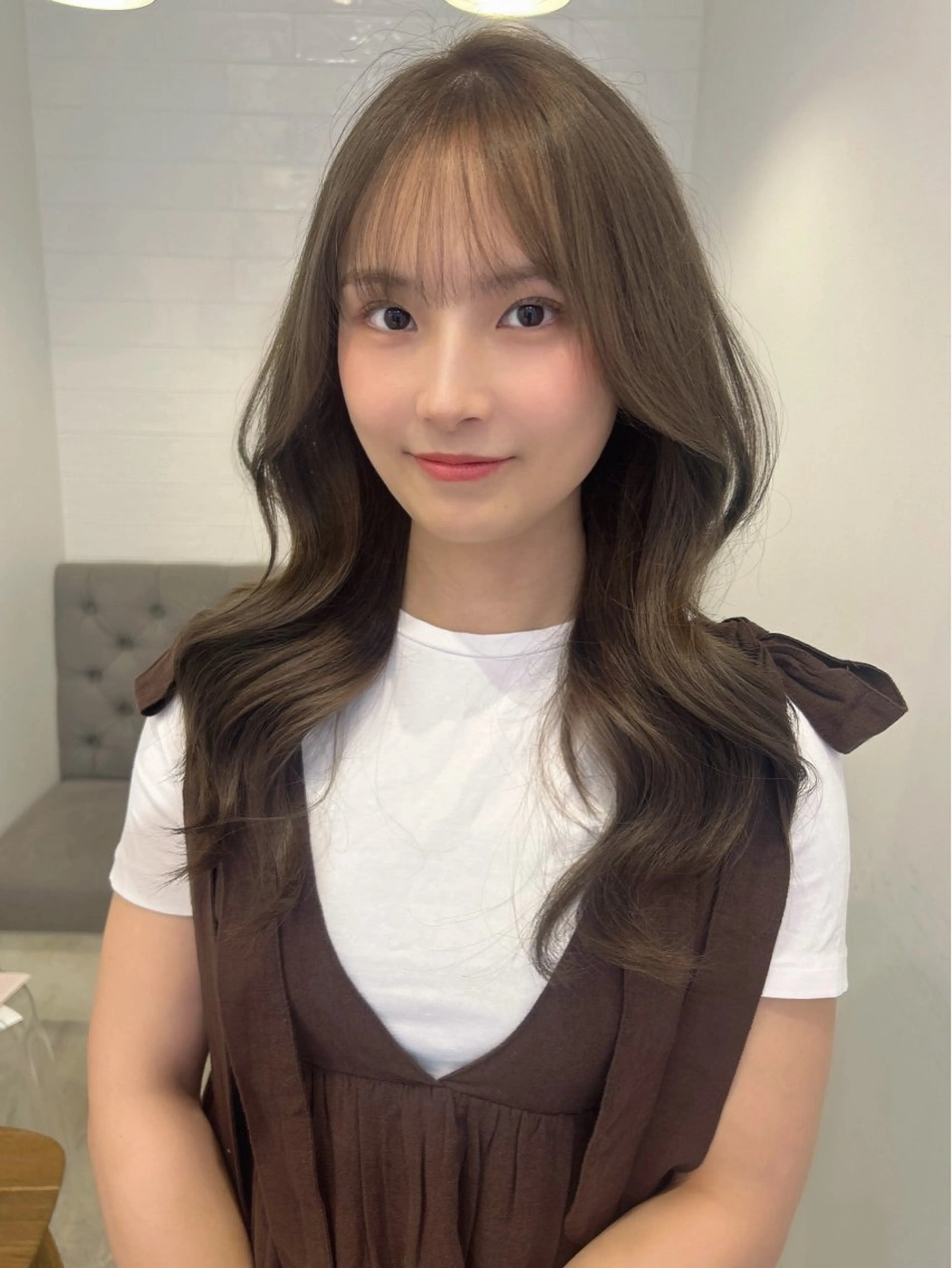 ロング カラー ベージュカラー ブリーチ 透明感カラー ヘーゼル ブリーチなしカラー カット ヘアカラー トリートメント レイヤーカット/長岡 グレージュ/マユ🎀のヘアスタイル