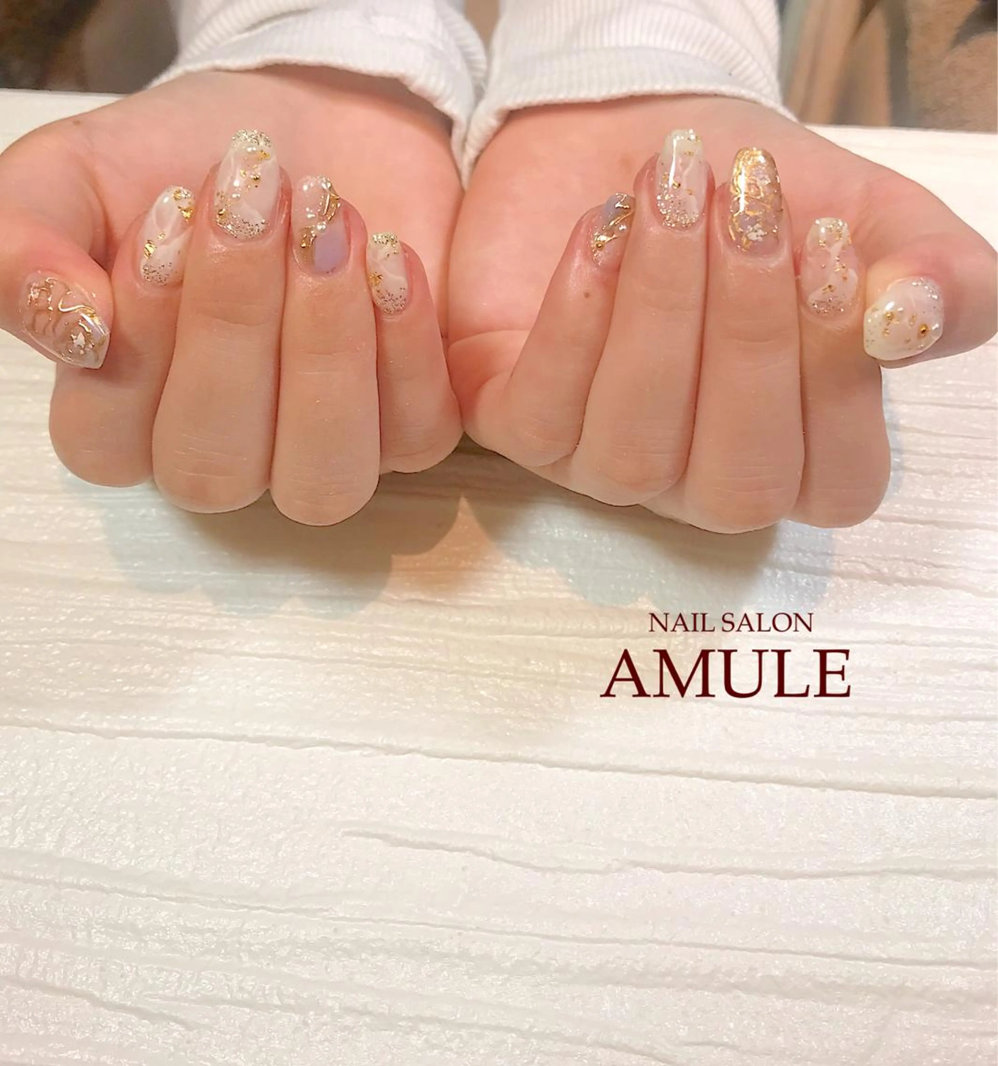 ネイル 成人式 ジェルネイル ミラーネイル ニュアンスネイル ハンドネイル NAILSALON AMULEのネイルデザイン