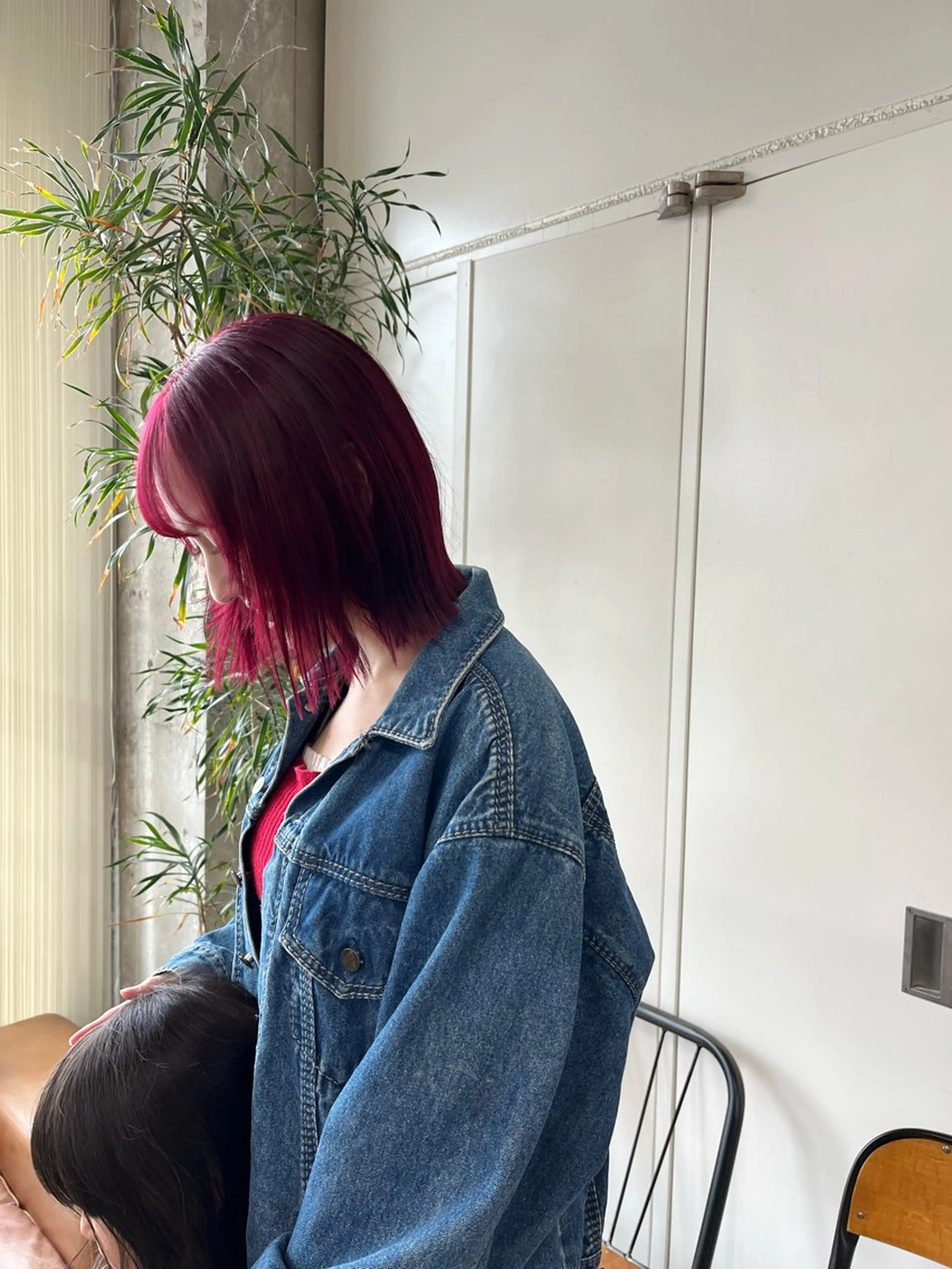 ミディアム カラー ブリーチ カシス ピンクカラー カット ヘアカラー トリートメント 小木曽智美 /ボブ/ショートのヘアスタイル