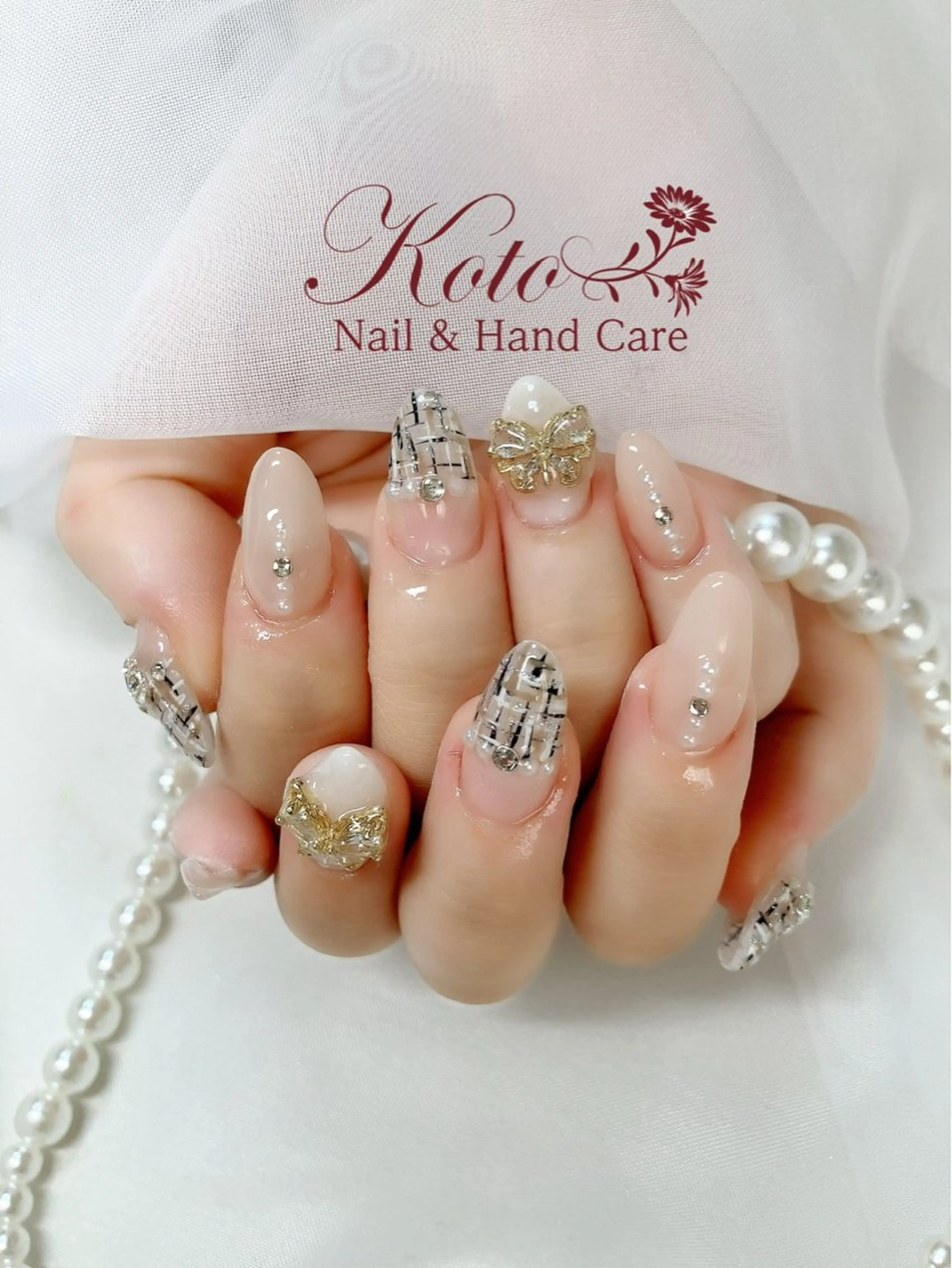 ネイル 長さ出し ジェルネイル 持ち込み ニュアンスネイル 赤色 ハンドネイル Nail Salon KOTOのネイルデザイン