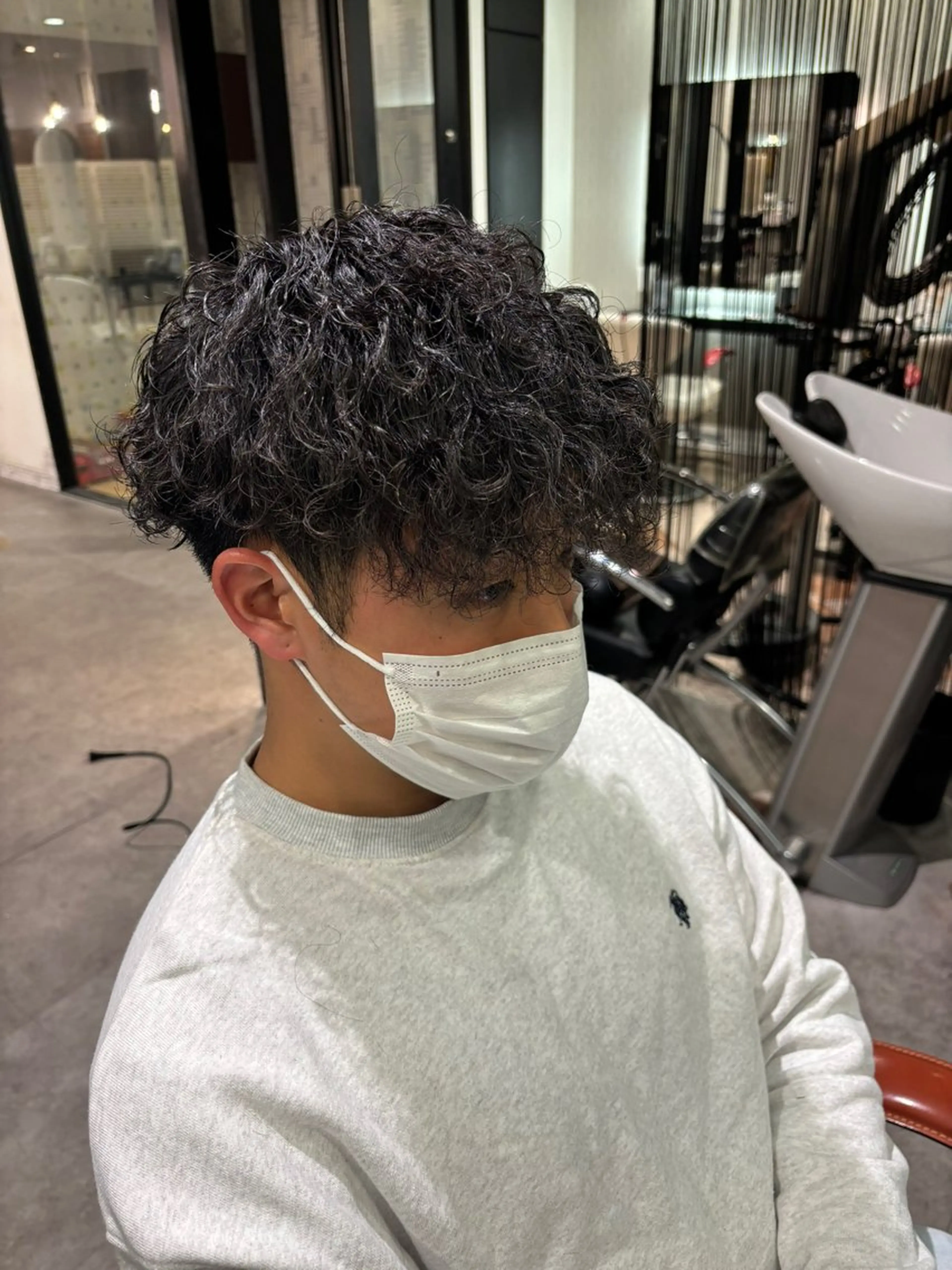 パーマ メンズ メンズパーマ 刈り上げ 波巻きパーマ 関内/メンズパーマ/ 男性専門/菊池蒼大のヘアスタイル