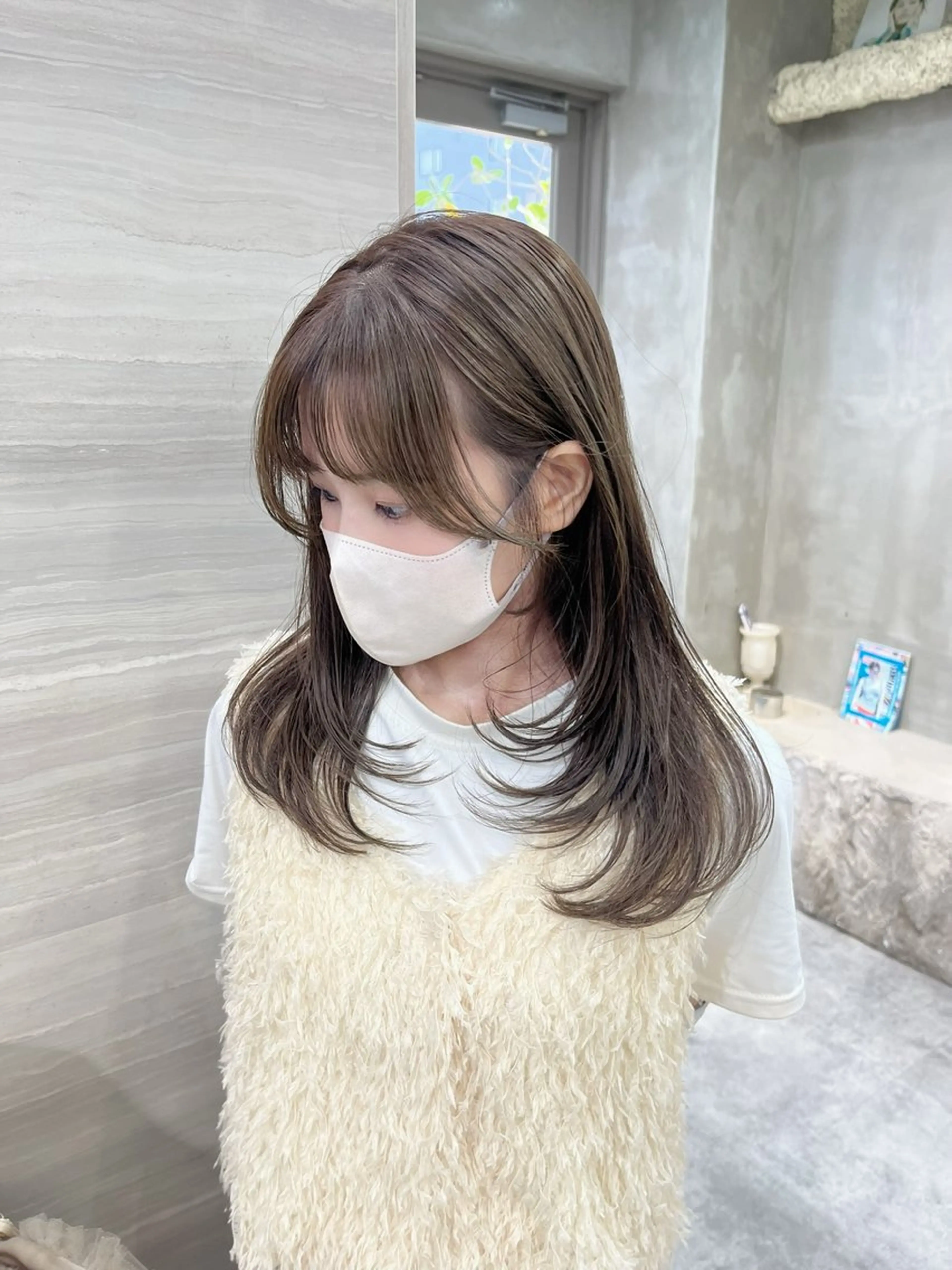 ロング カラー オリーブカラー レイヤーカット カット ヘアカラー トリートメント ナツミ/透明感カラー /酸性縮毛矯正のヘアスタイル