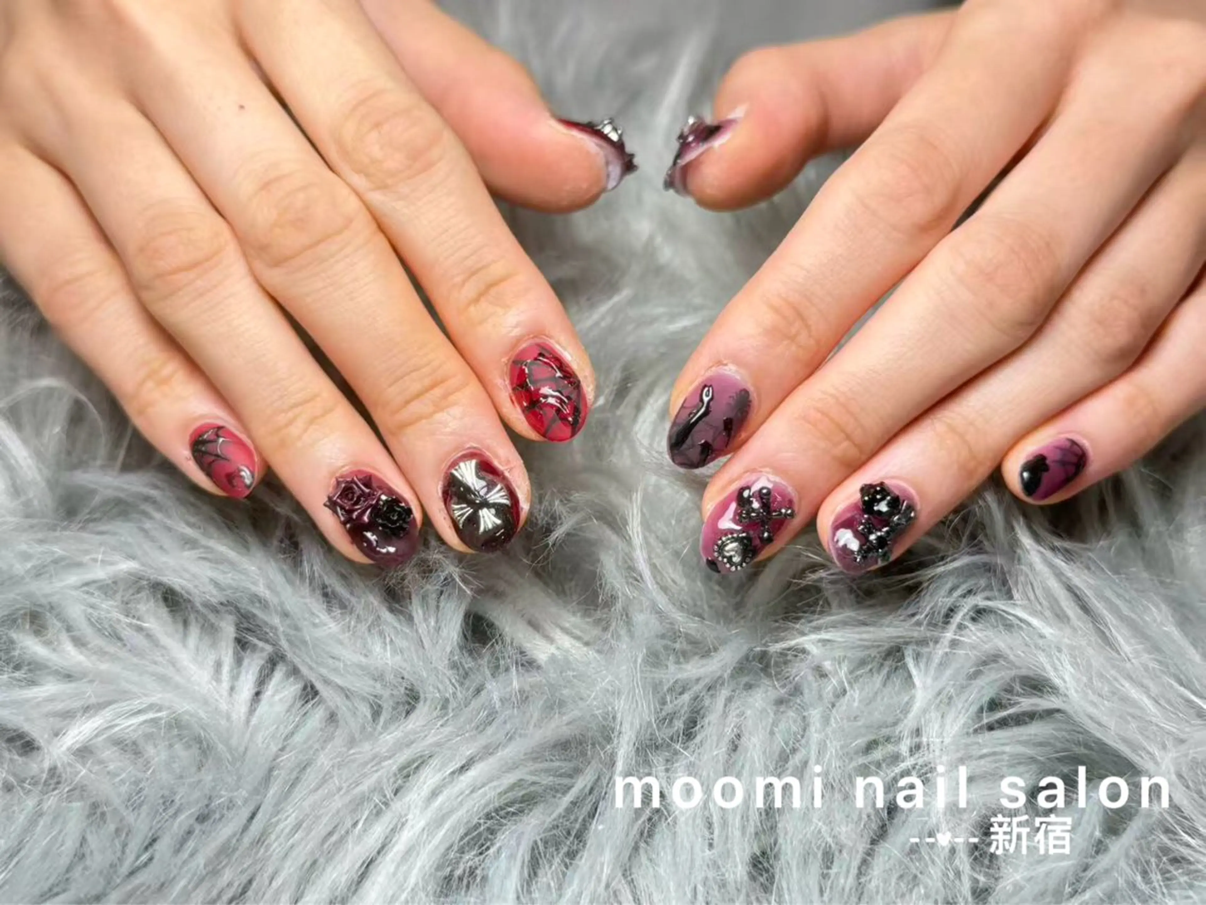 ネイル チークネイル フレンチネイル ジェルネイル グラデーション ハート ハンドネイル moomi nail スカルプ専門のネイルデザイン