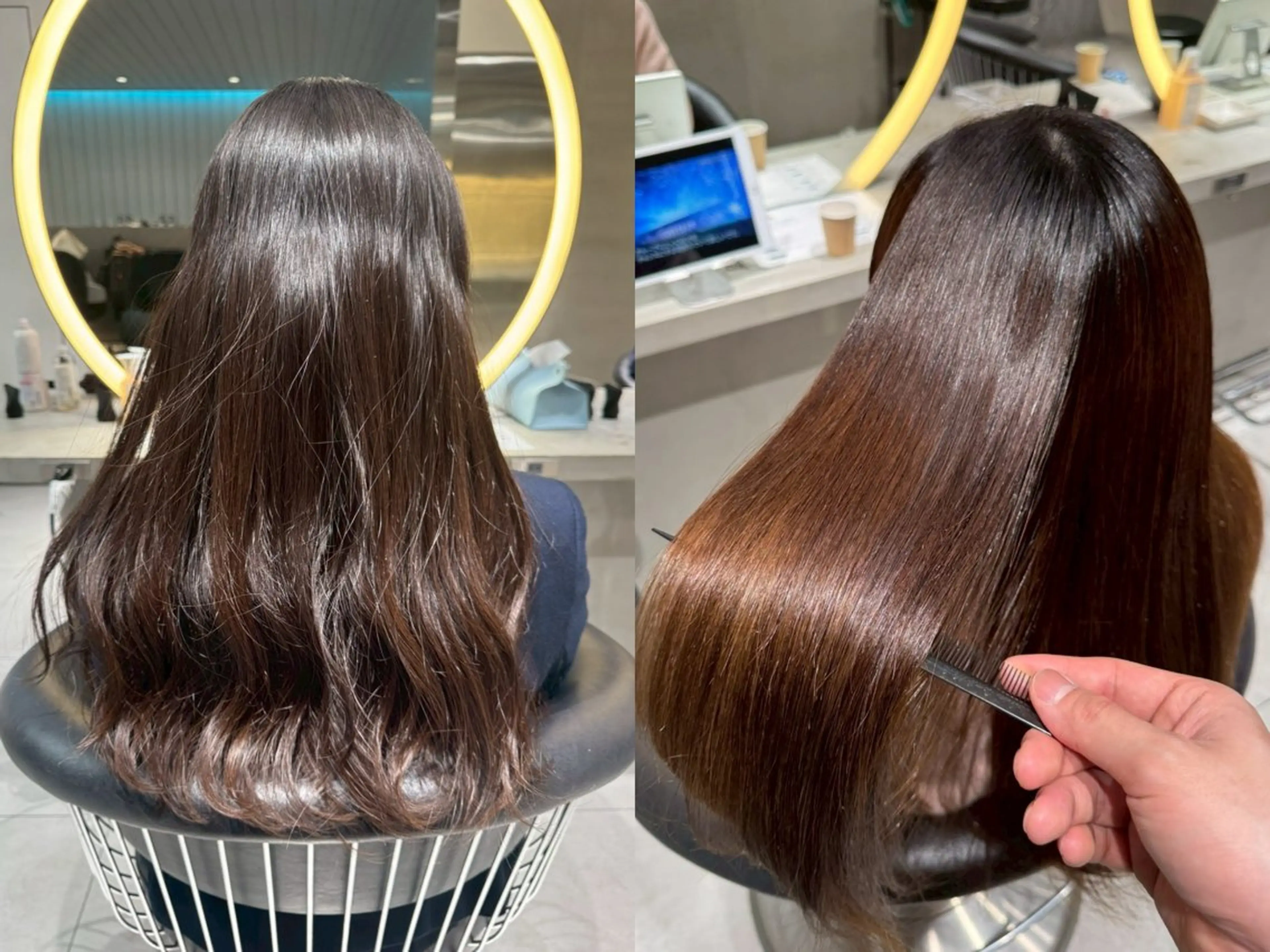 セミロング 縮毛矯正 トリートメント 谷川が作る熊本1🥇 レイヤーカットのヘアスタイル