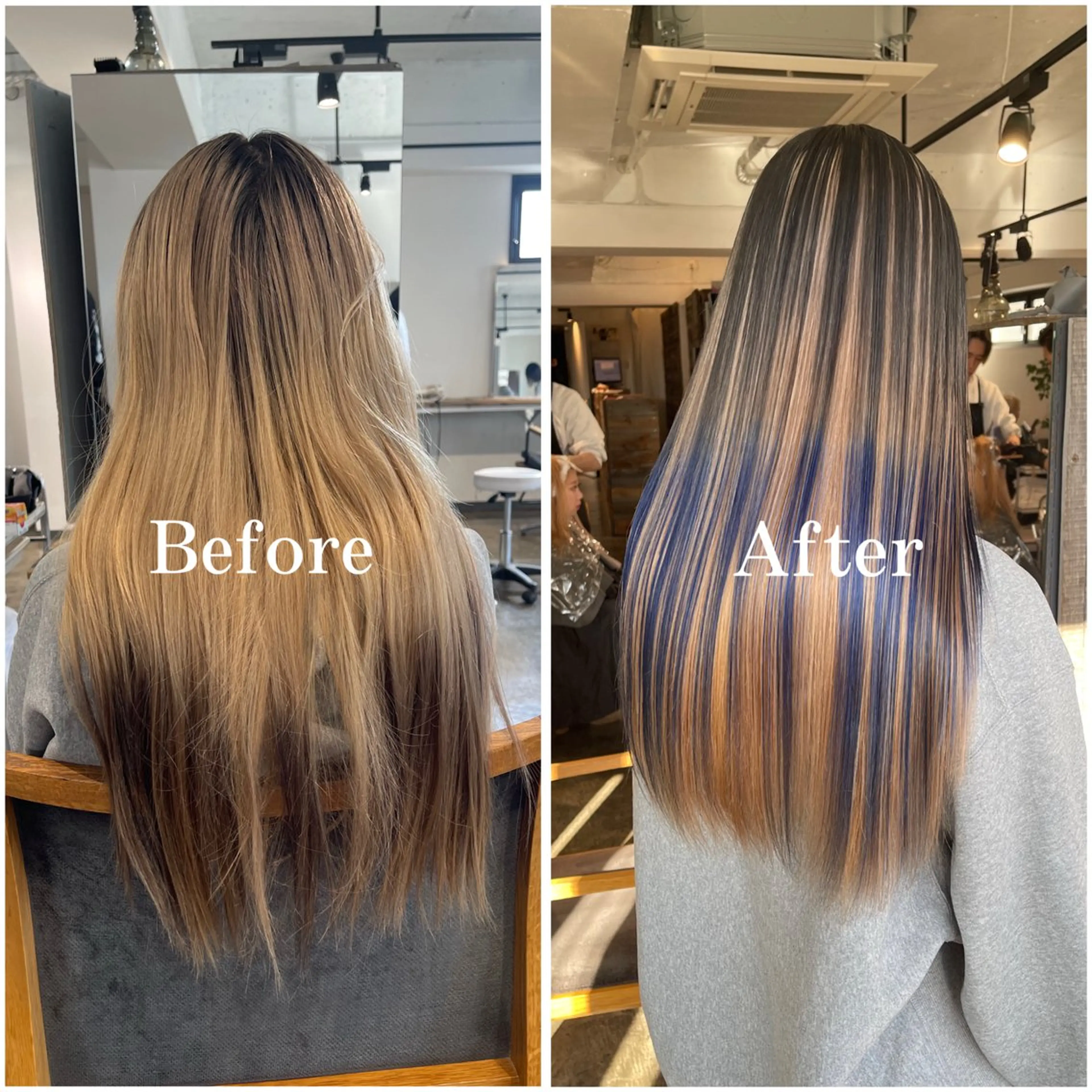 ロング カラー ブリーチ ケアブリーチ デザインカラー 似合わせカット ムラ修正/ ハイトーン💖Riaのヘアスタイル