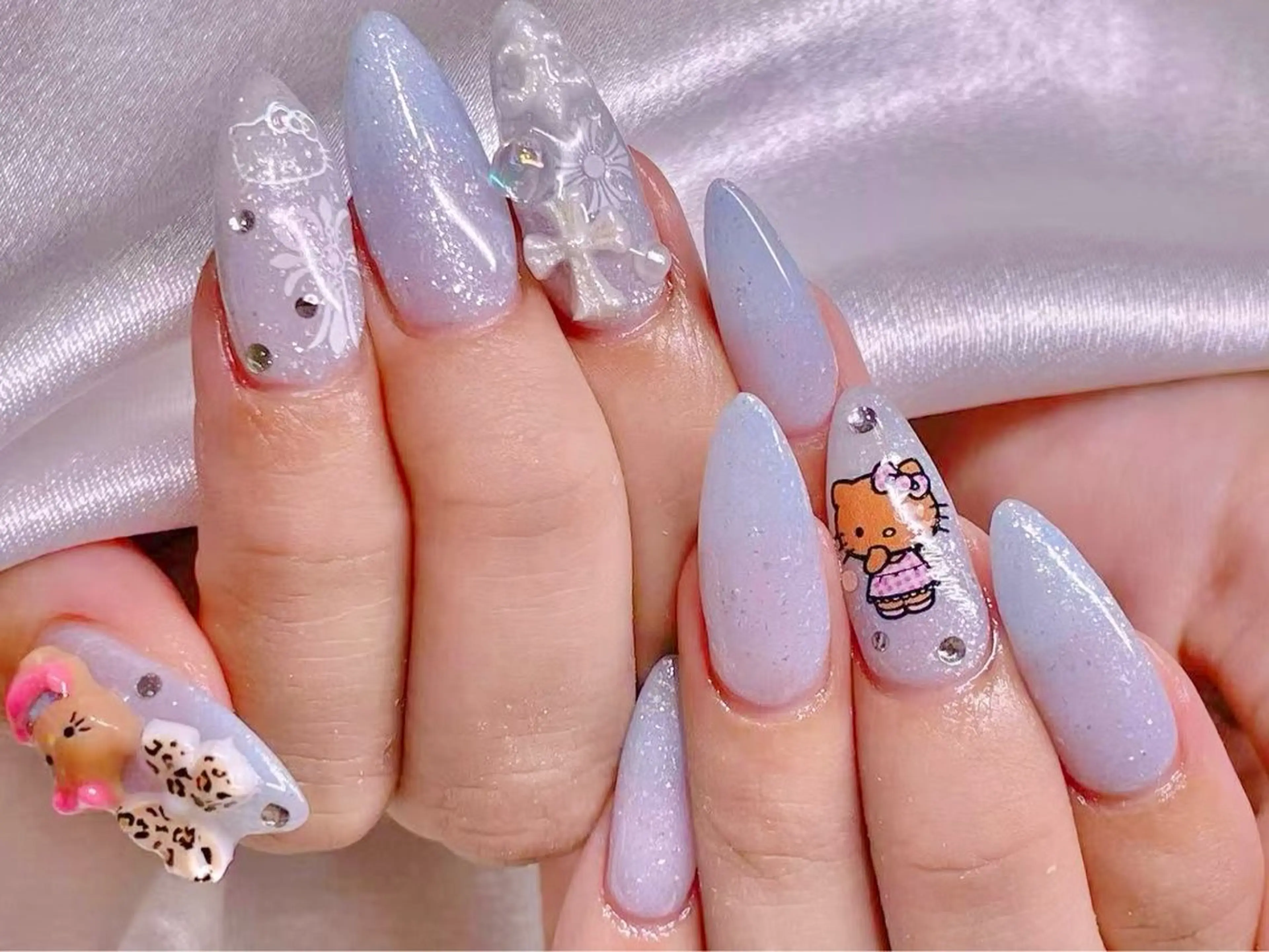 ネイル ブルー ラメ(グリッター) 美爪パラジェル導入店 Sunnilyのネイルデザイン