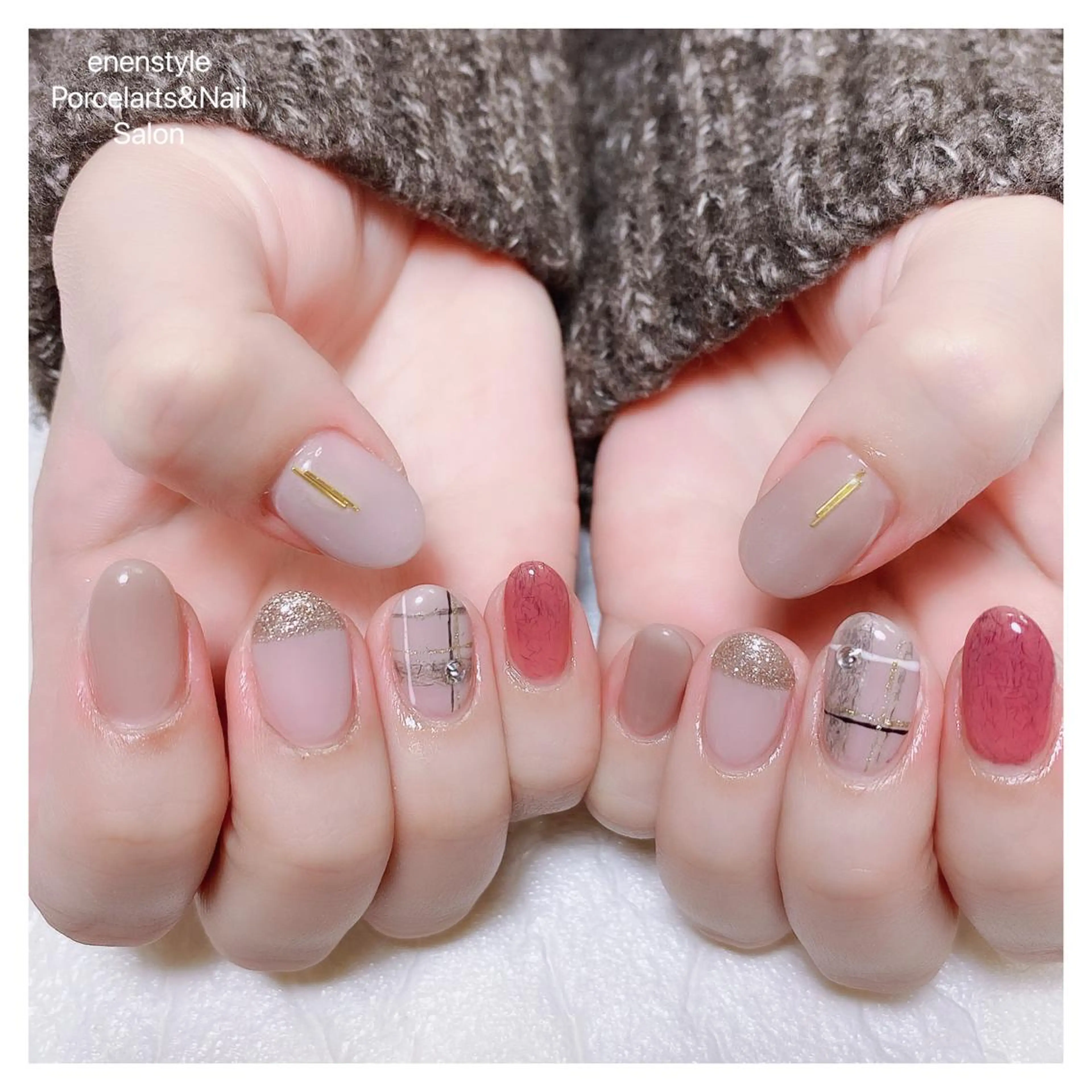 ミディアム ネイル ハンドネイル 👑enen style👑のネイルデザイン