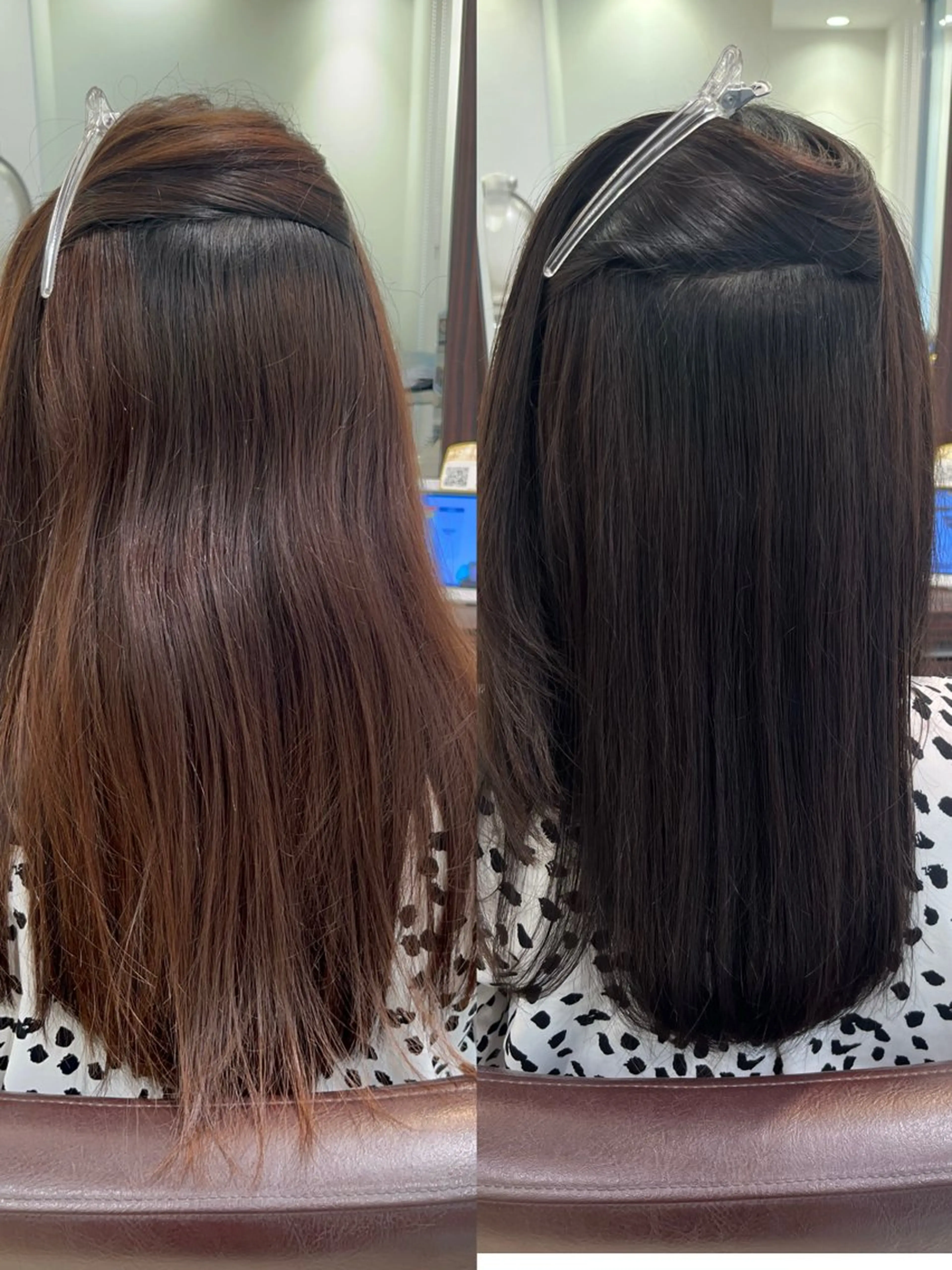 ロング カット ヘアカラー 縮毛矯正 トリートメント なかのももか/レイヤ ー/髪質改善カラーのヘアスタイル