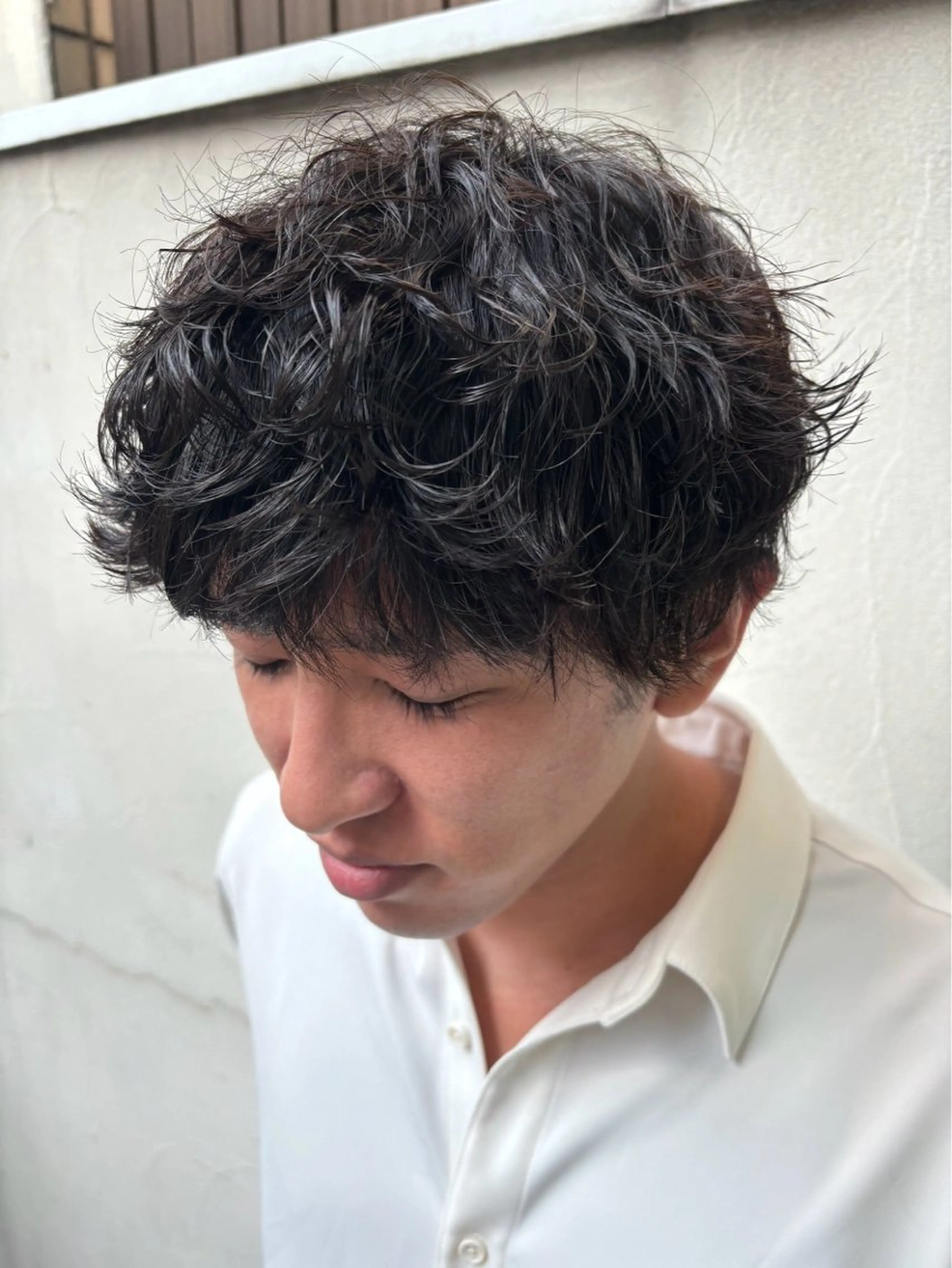 ショート パーマ ヘアアレンジ メンズ メンズパーマ ミドウチ アヤカのヘアスタイル