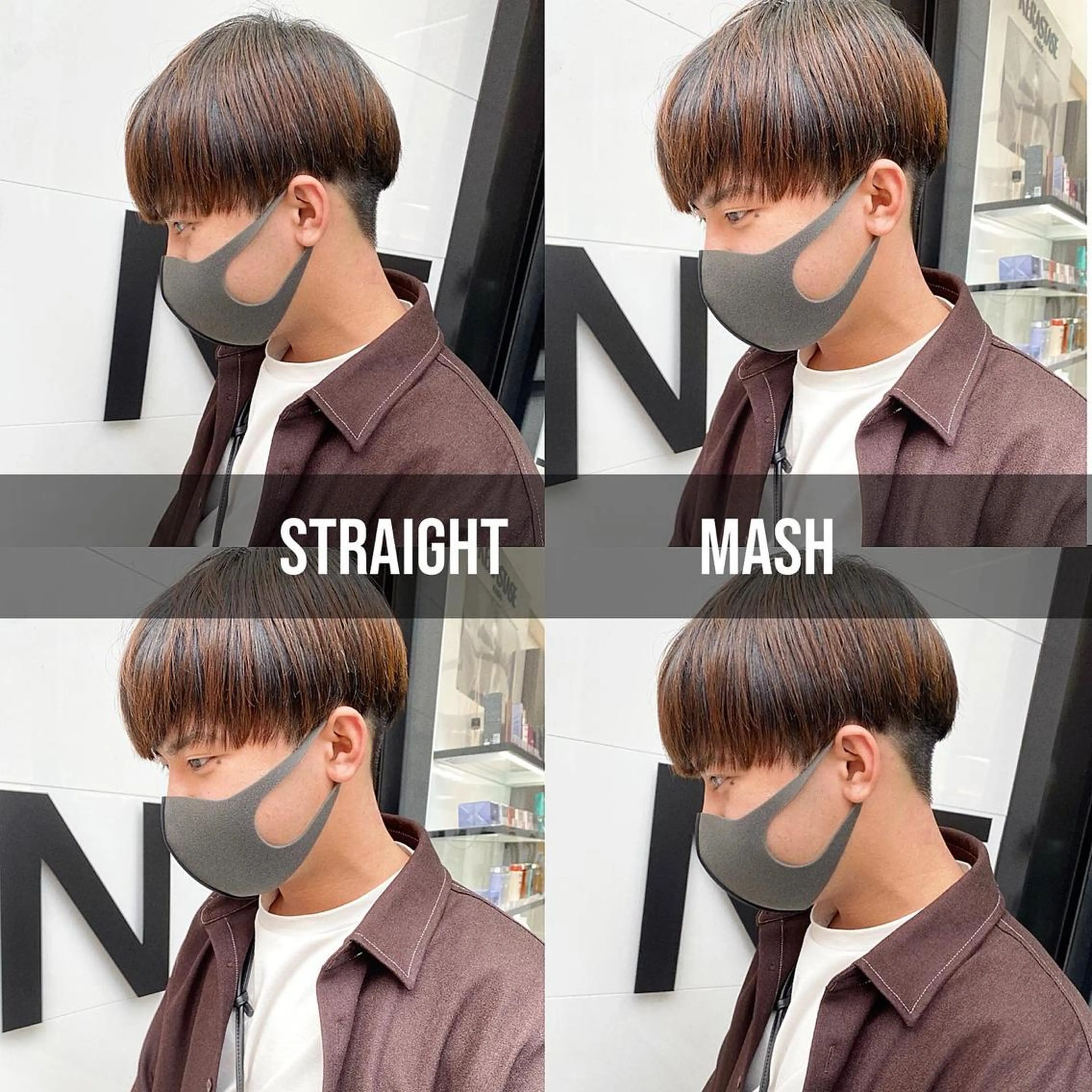 ショート パーマ メンズ マッシュ 縮毛矯正 ストレートパーマ 韓国🇰🇷レイヤー カットオリーブカラーのヘアスタイル