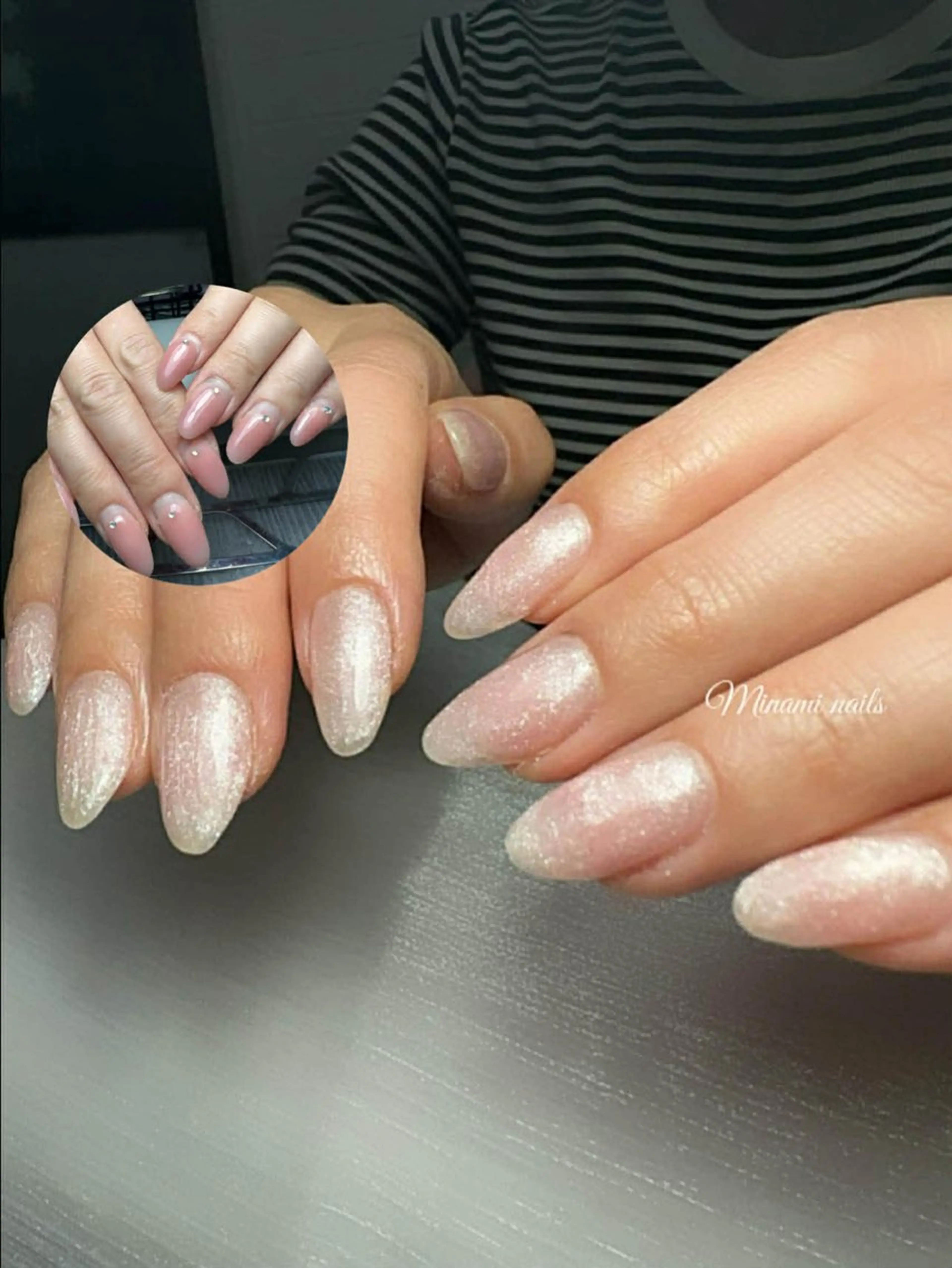 ネイル アートネイル オーロラネイル ガーリー キラキラネイル 韓国ネイル ハンドネイル Minami Nailsのネイルデザイン