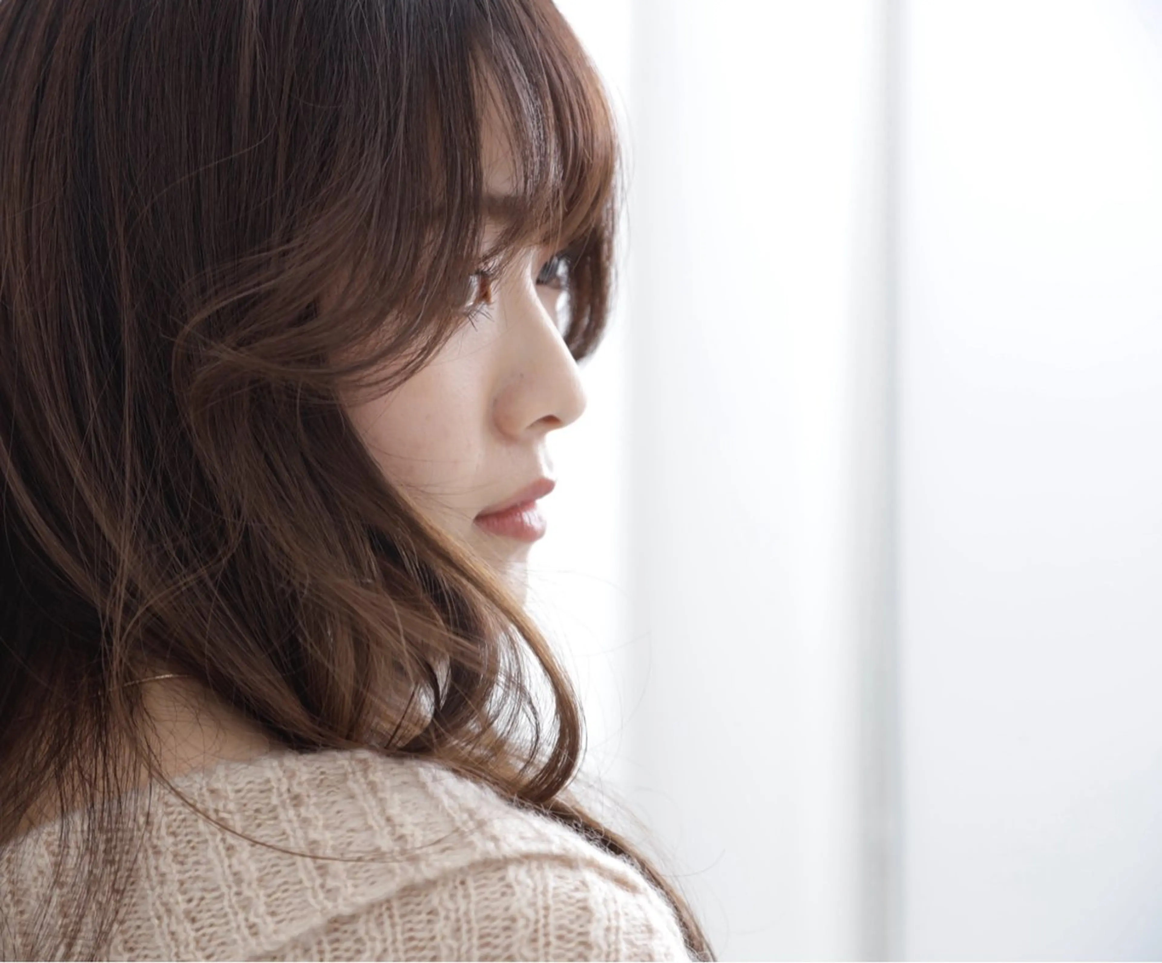 ロング 韓国風ヘア サイドバング 小顔カット 渡邊 碧里のヘアスタイル