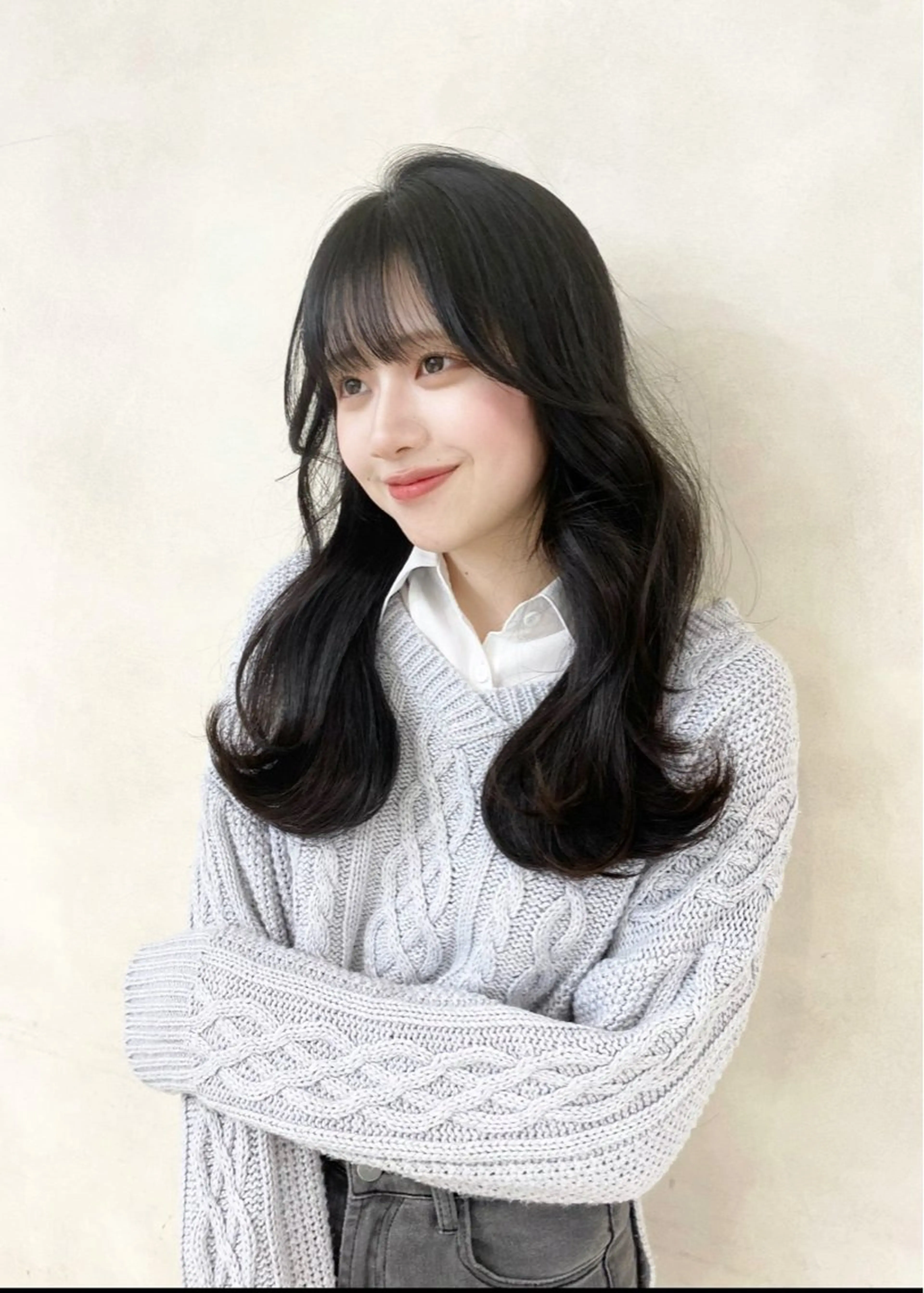 セミロング 顔まわりレイヤー 韓国風ヘア レイヤーカット 新宿/韓国レイヤー/ 顔まわり/メンズヘアのヘアスタイル