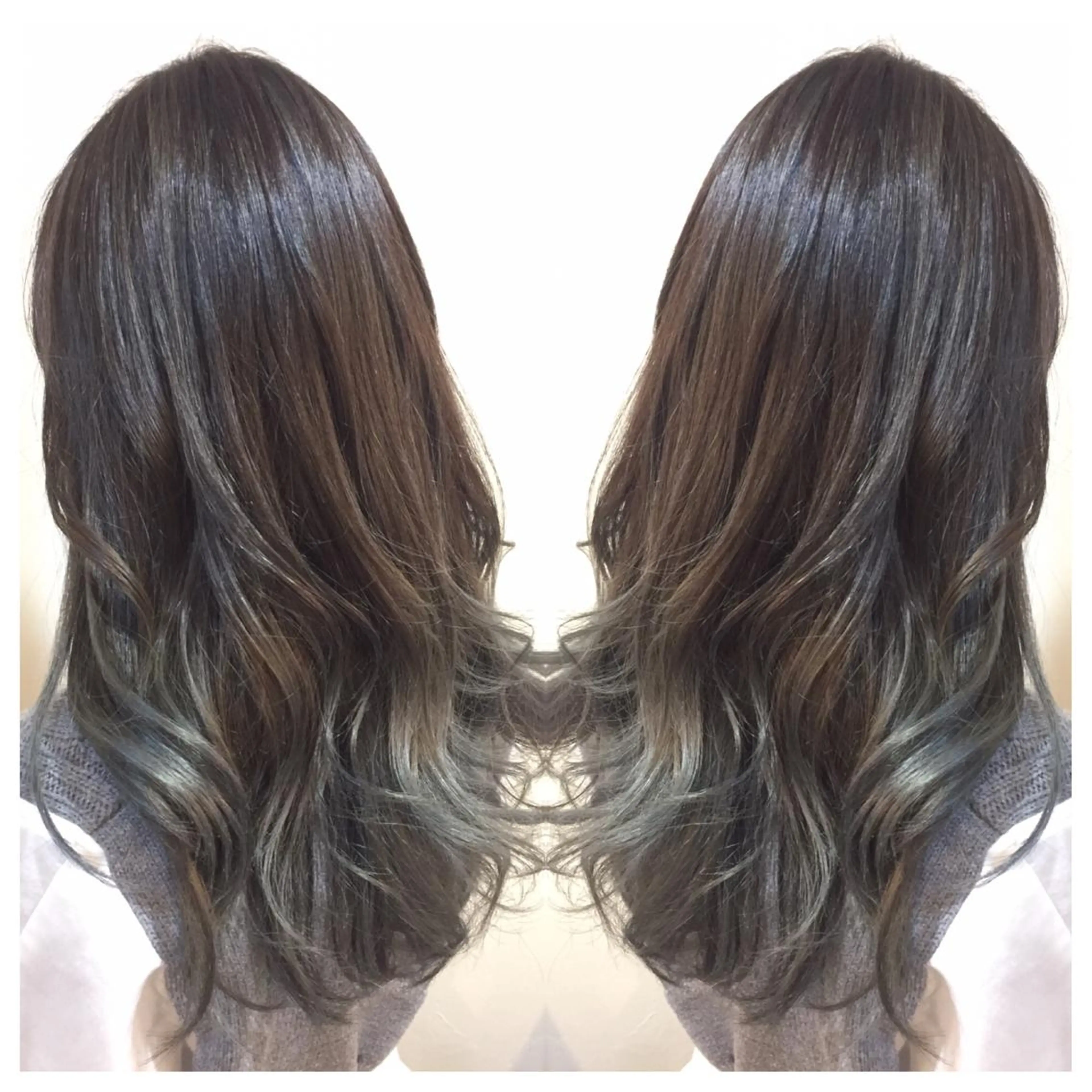 セミロング カラー アッシュ バレイヤージュ レイヤーカット カット ヘアカラー 髪質改善/痛ませ ないカラー/西村航大のヘアスタイル