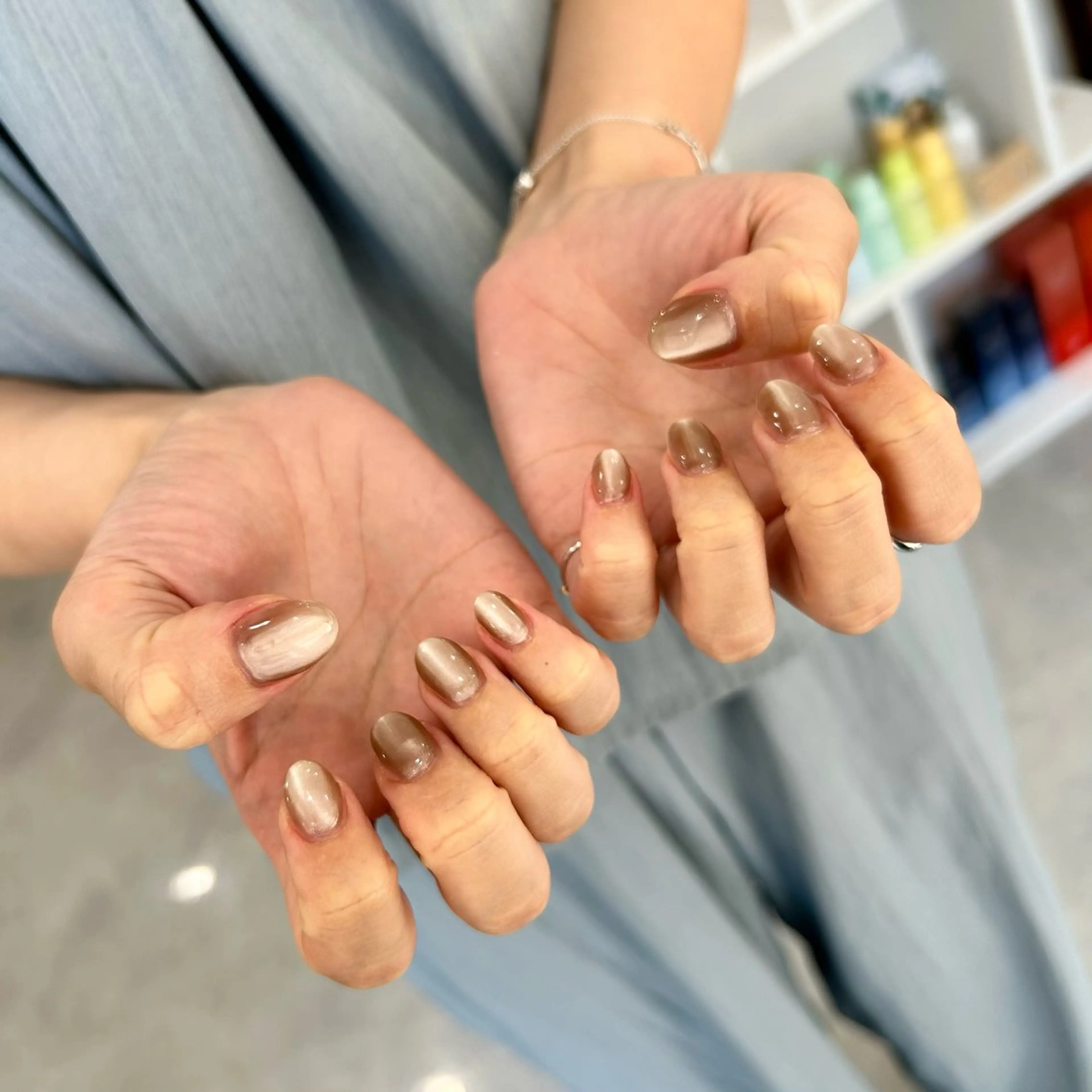 ネイル ブラウン ピンク ハンドネイル RYO ／Amourのネイルデザイン