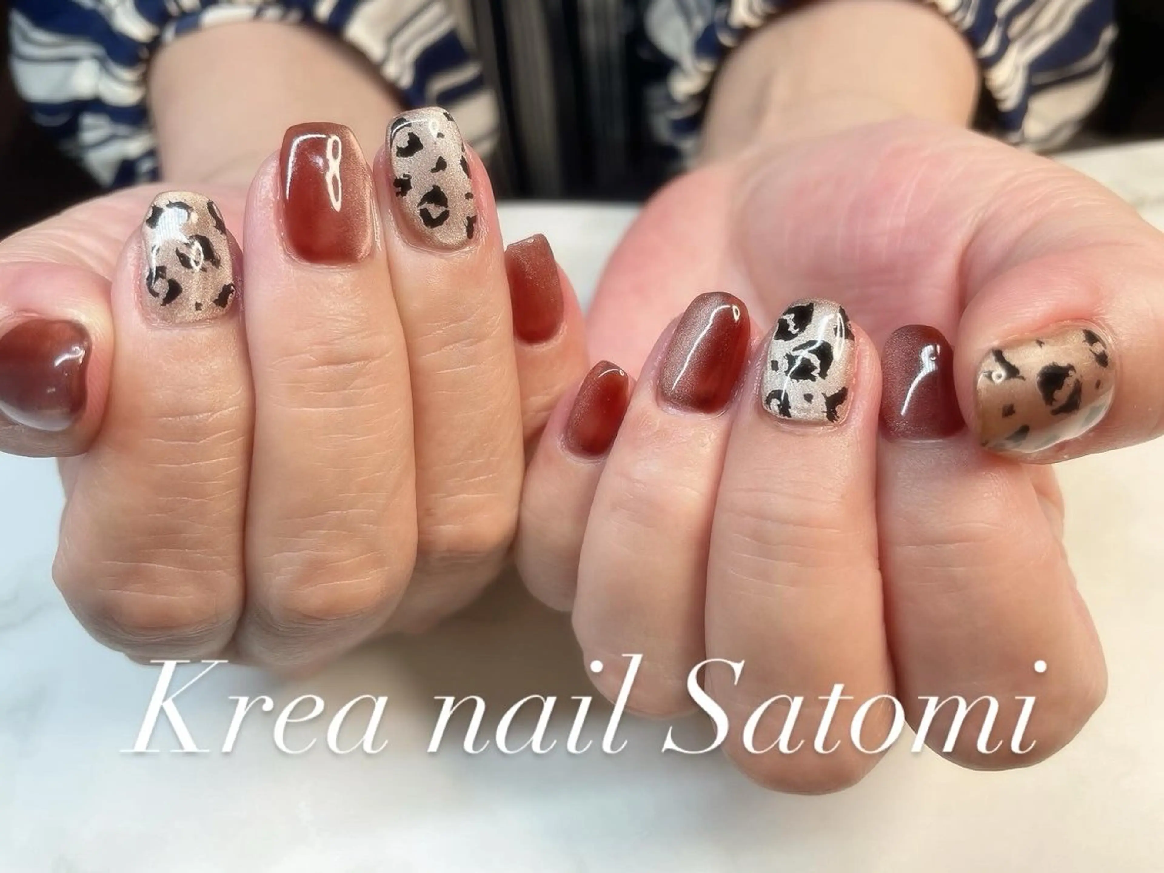 ネイル アニマル柄 ハンドネイル Krea nail Satomiのネイルデザイン