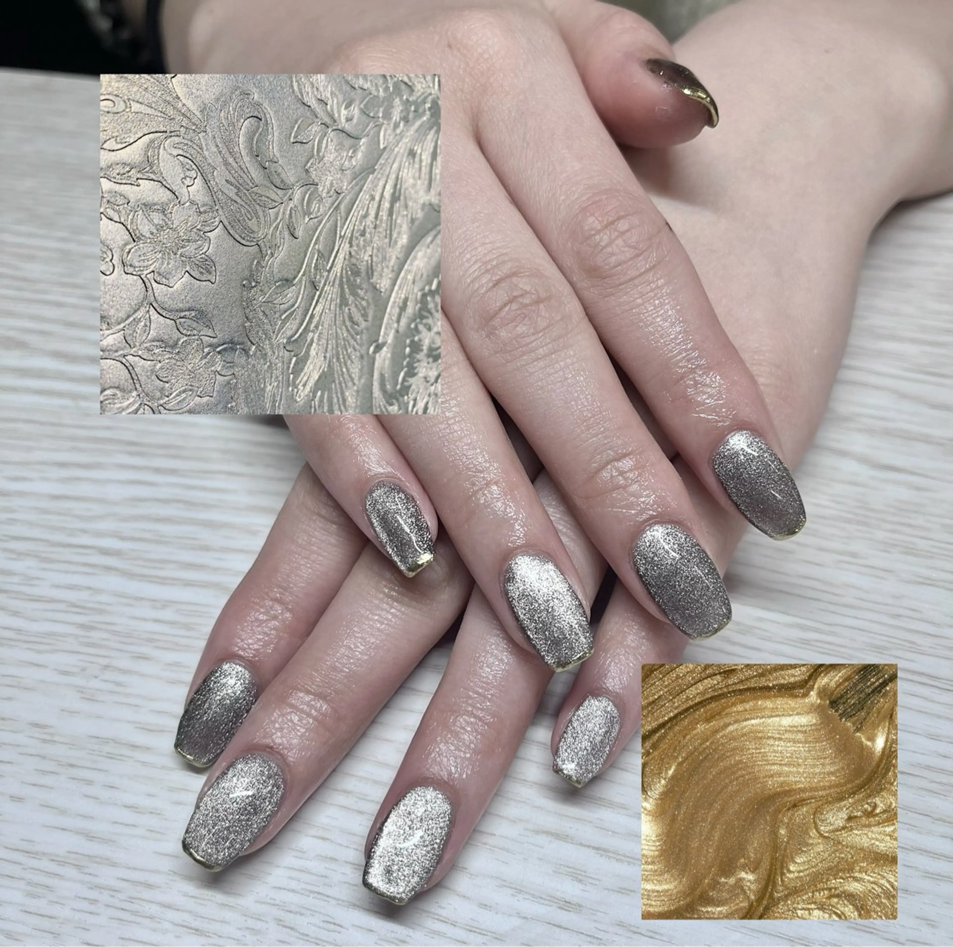 ネイル マグネットネイル ミラーネイル TRU🖤 momokoのネイルデザイン