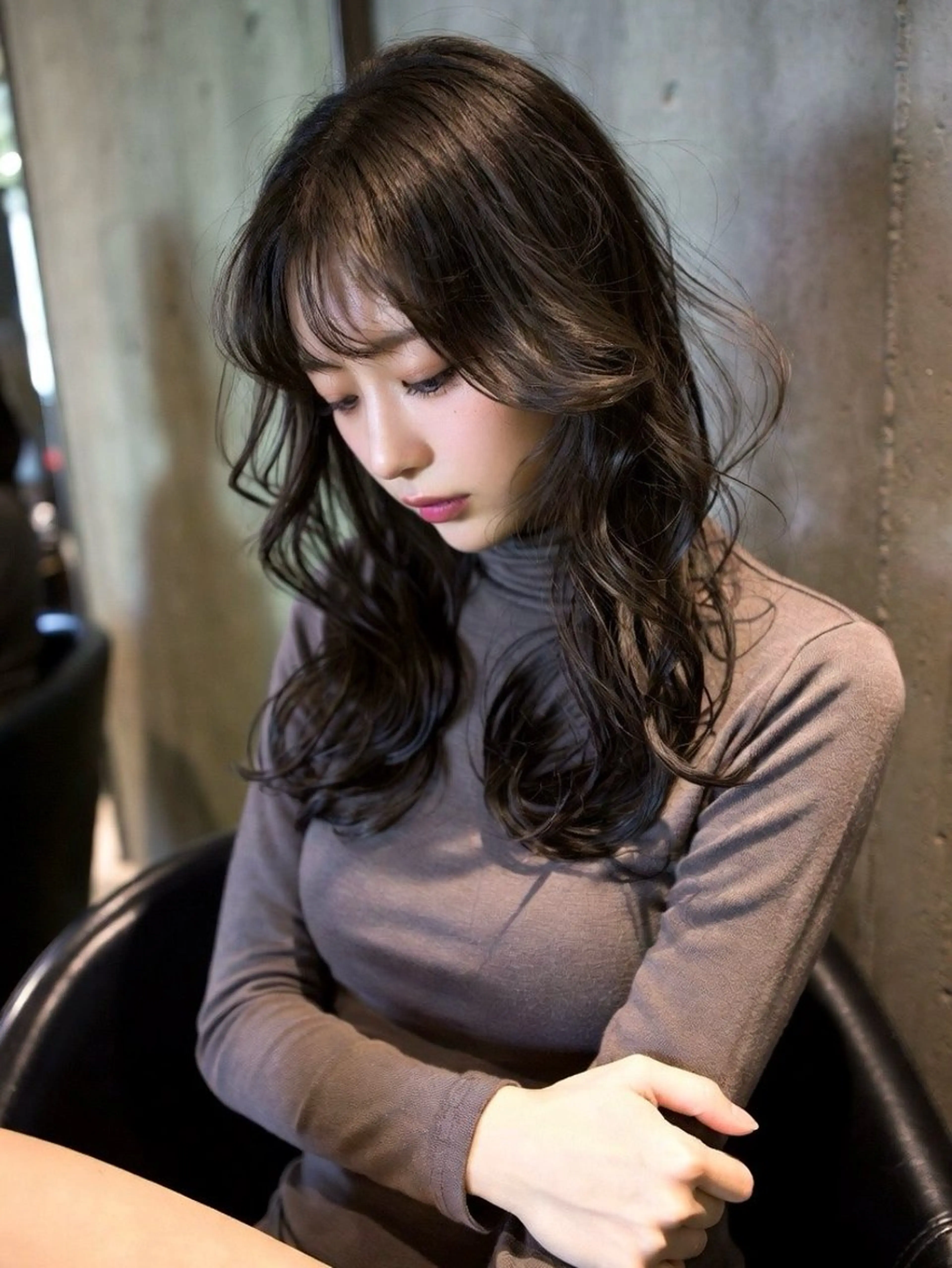 セミロング カラー ブラウンカラー ダークブラウン 韓国風ヘア カット ヘアカラー トリートメント 成城美容室 YOSHIMURAのヘアスタイル