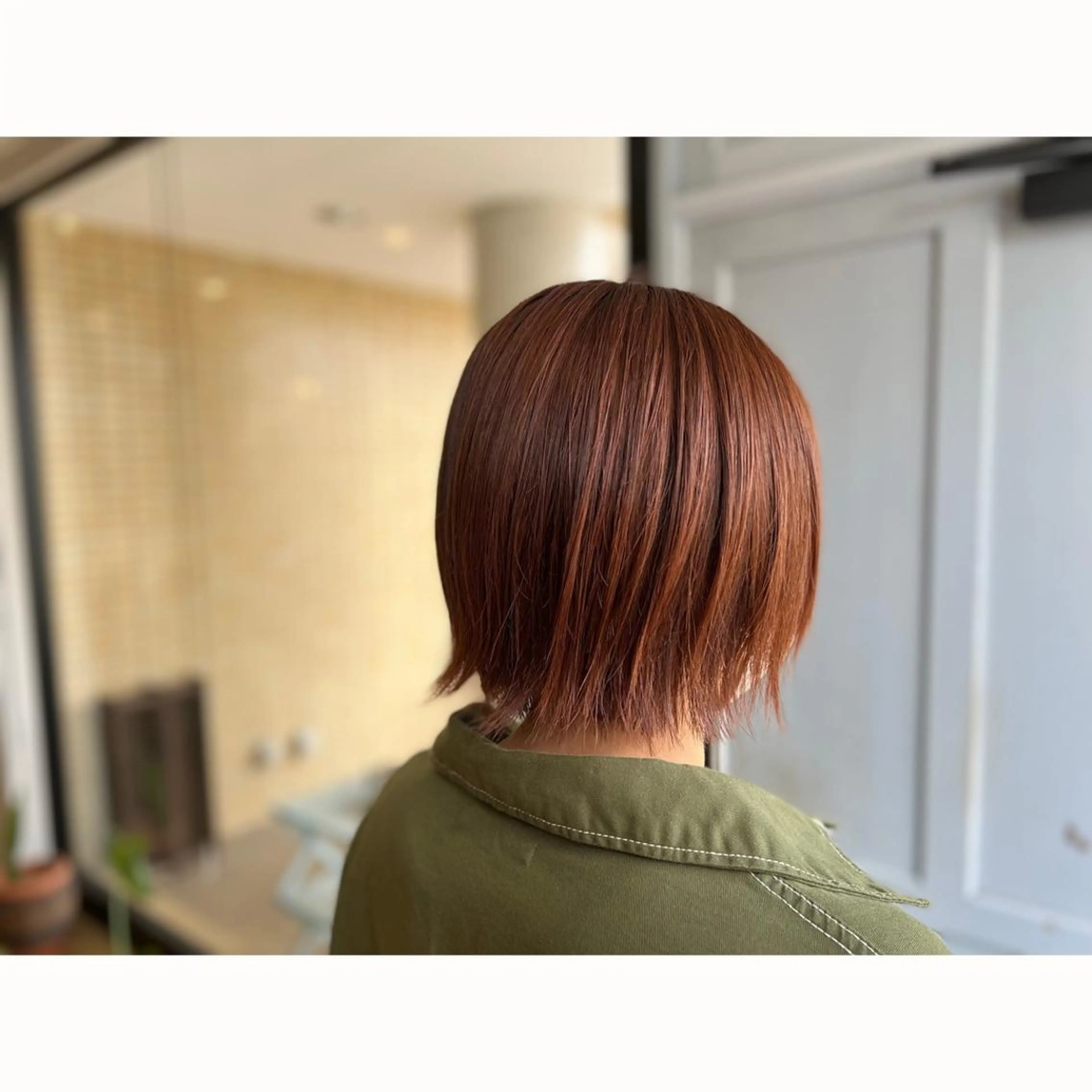 ショート カラー オレンジ ピンクカラー ヘアカラー トリートメント ツキダテ ユイのヘアスタイル