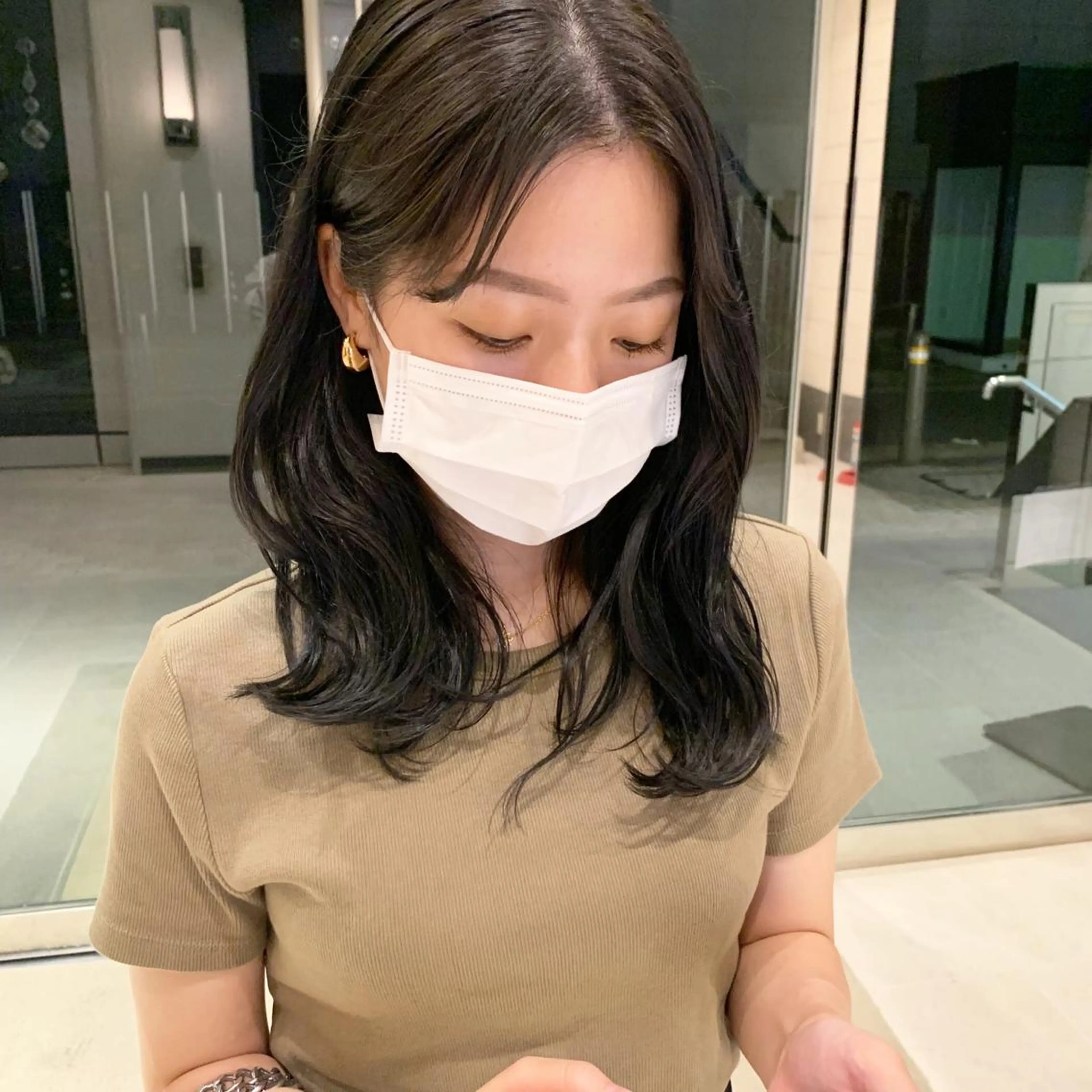 ミディアム フルガキ ハルカ天神美容室のヘアスタイル