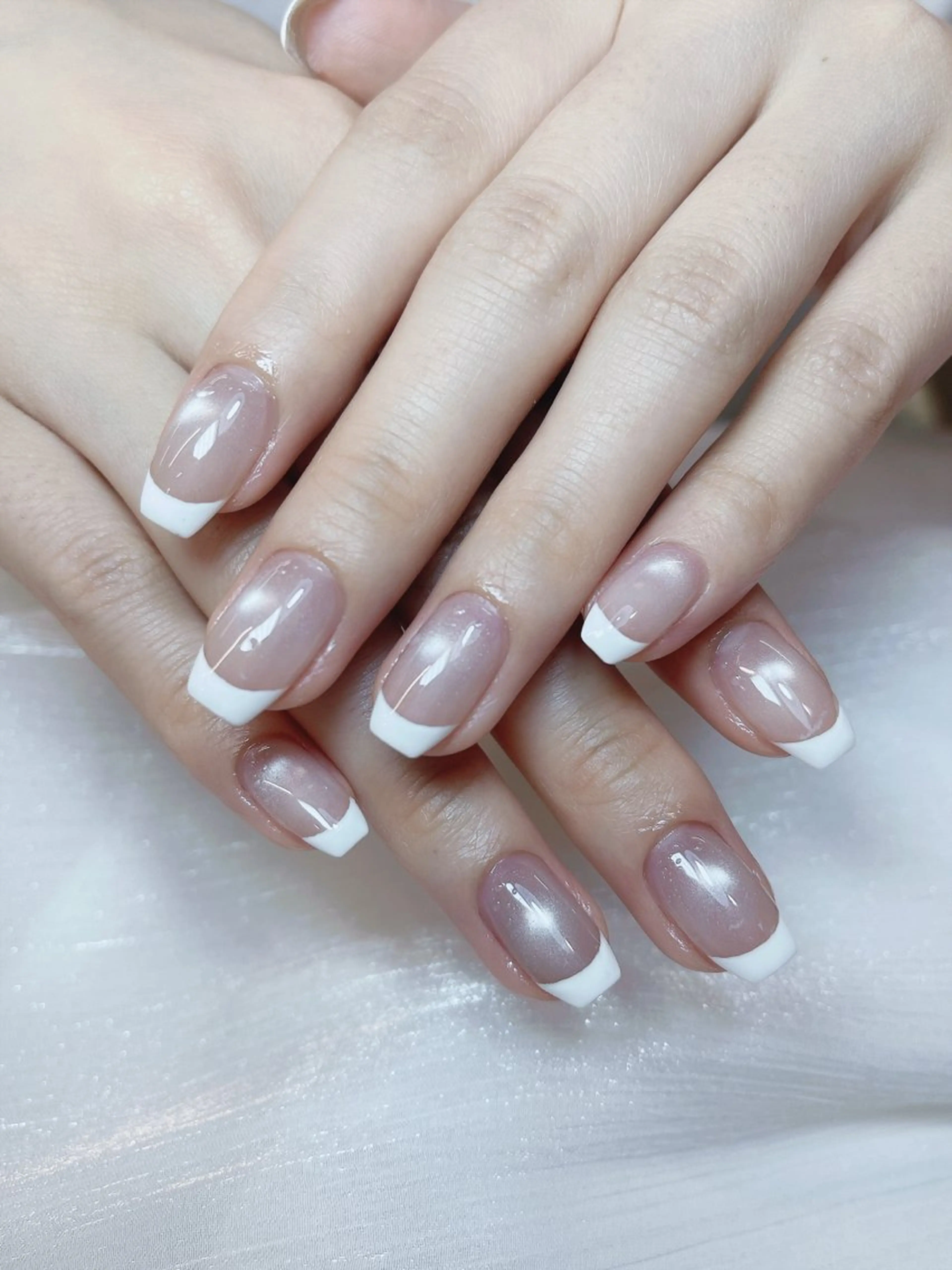 ネイル チークネイル 成人式 フレンチネイル グラデーション 氷ネイル・うるうるネイル ハンドネイル DUO   MI nail salonのネイルデザイン