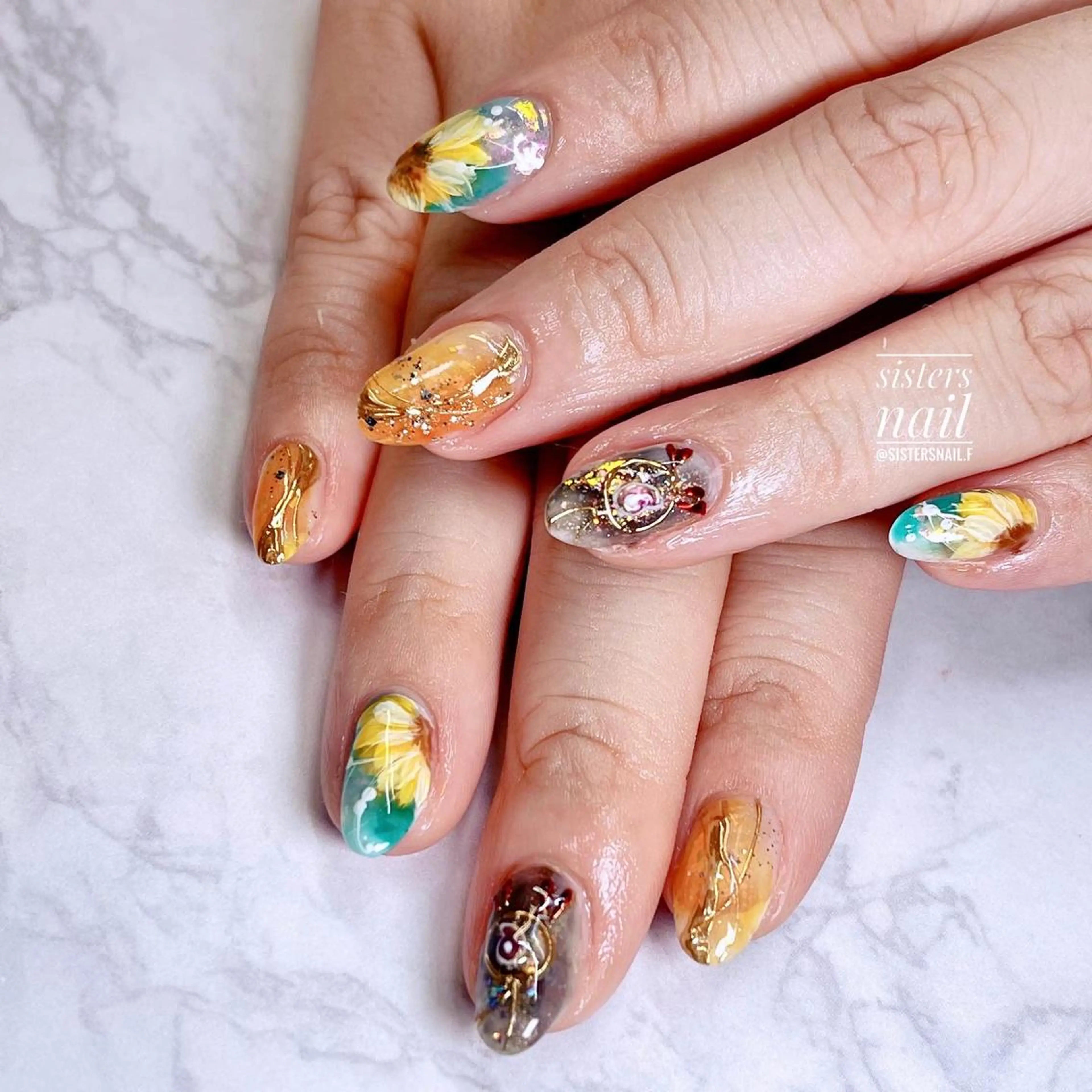 ネイル アートネイル 夏ネイル sisters nail.fのネイルデザイン