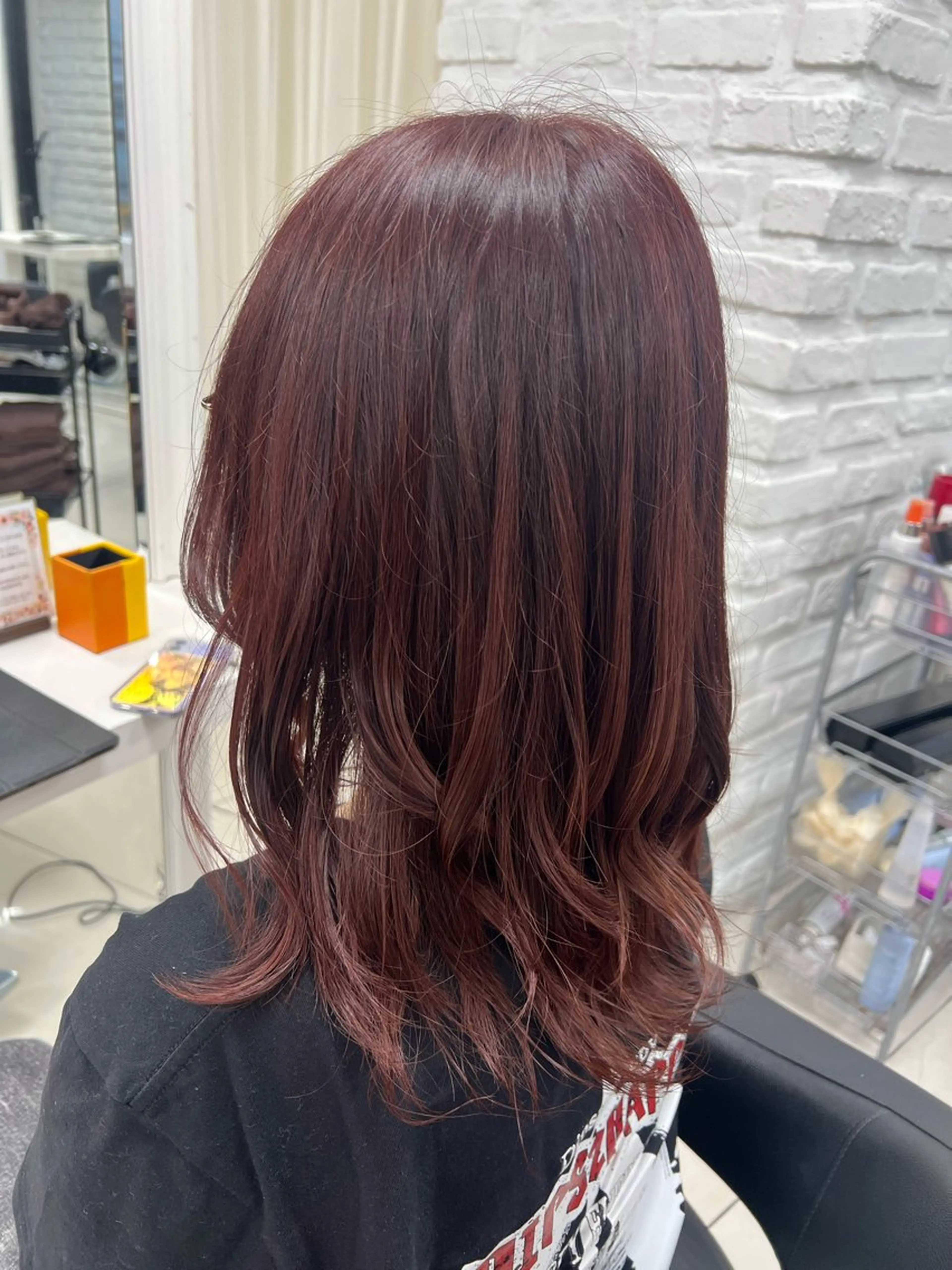 セミロング カラー レッドカラー ヘアカラー トリートメント 【暖色カラー特化】 中山由梨のヘアスタイル