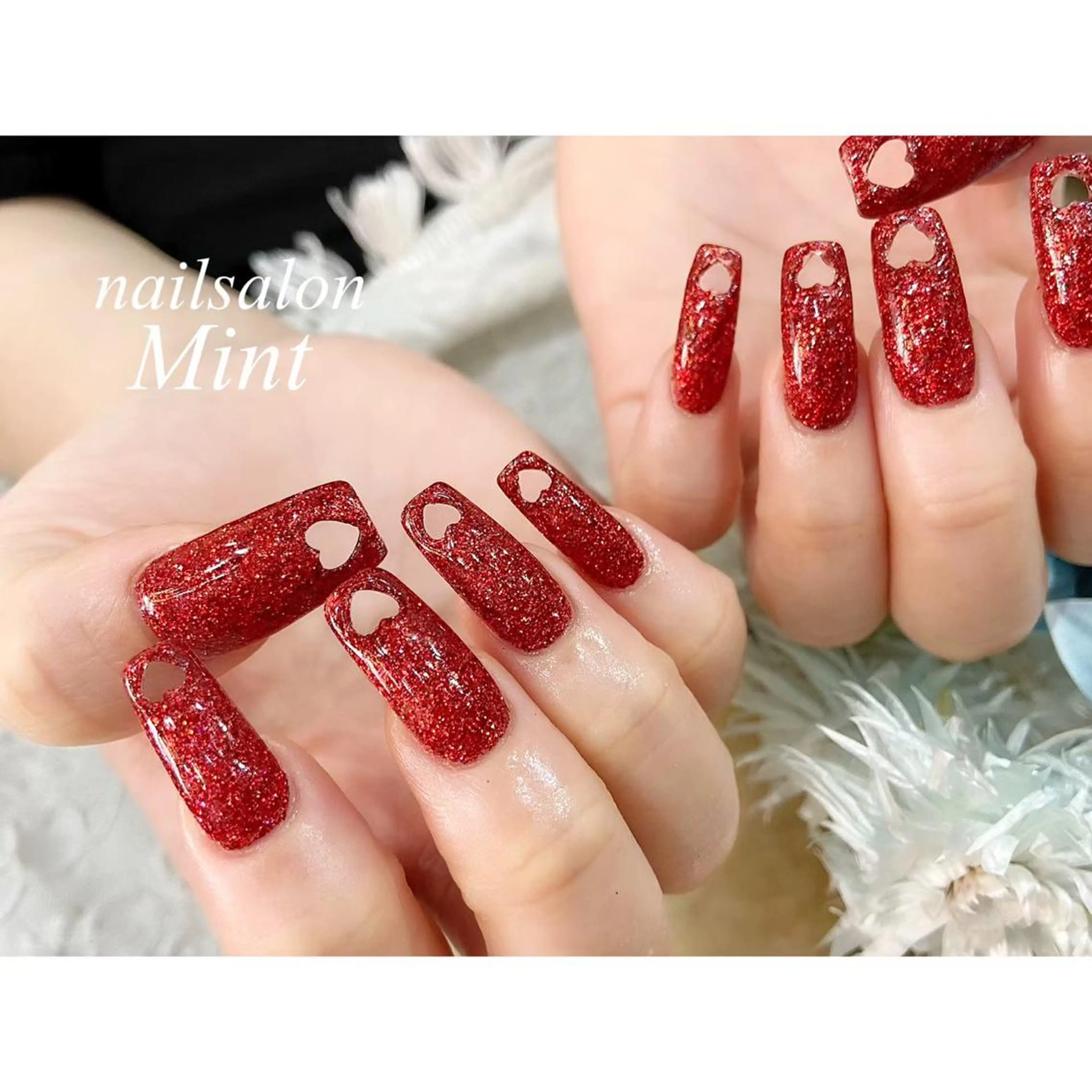 ネイル ハート ハンドネイル ハンドケア nailsalon mintのネイルデザイン