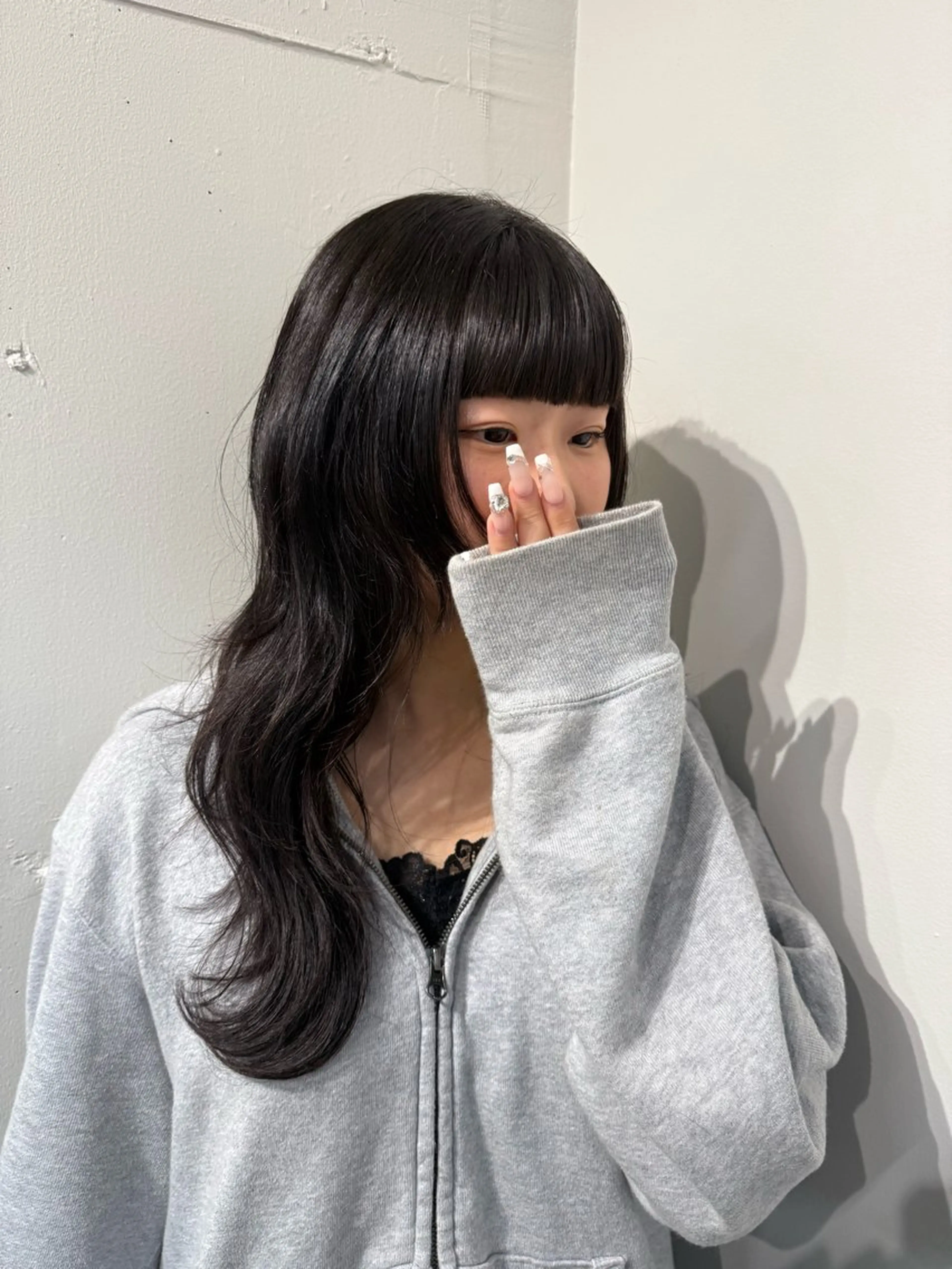 ロング ハッシュカット カット ヘアカラー トリートメント 新潟/万代/レイヤー 韓国風/明間未来のヘアスタイル