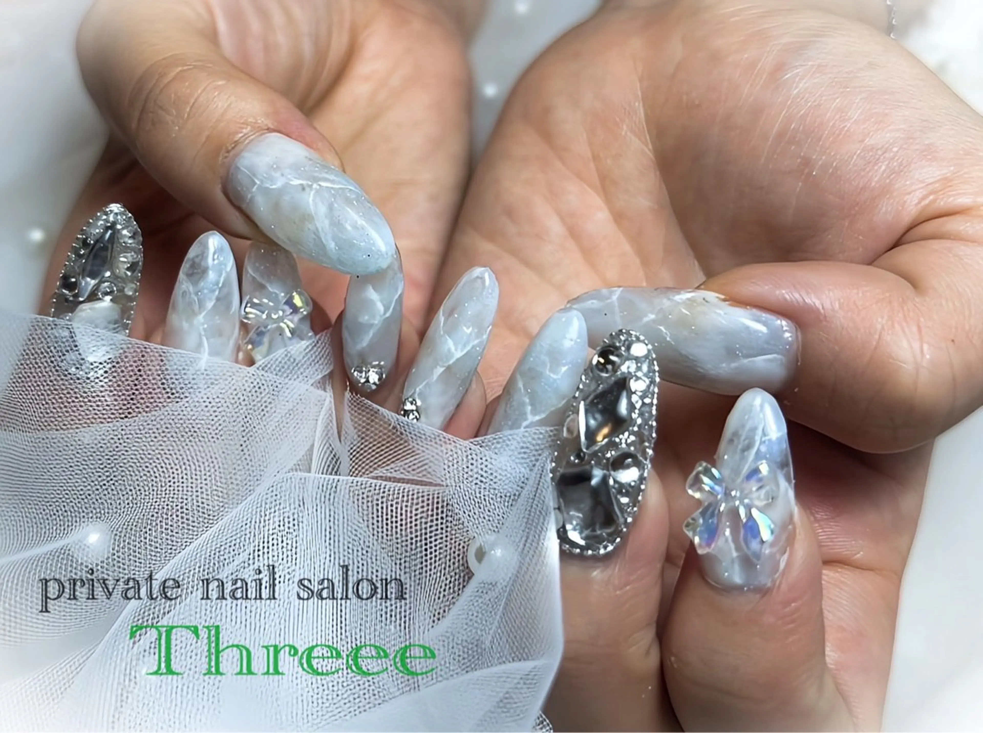 ネイル 長さ出し 大理石ネイル(マーブル) ハンドネイル Nail salon - Threee　-のネイルデザイン