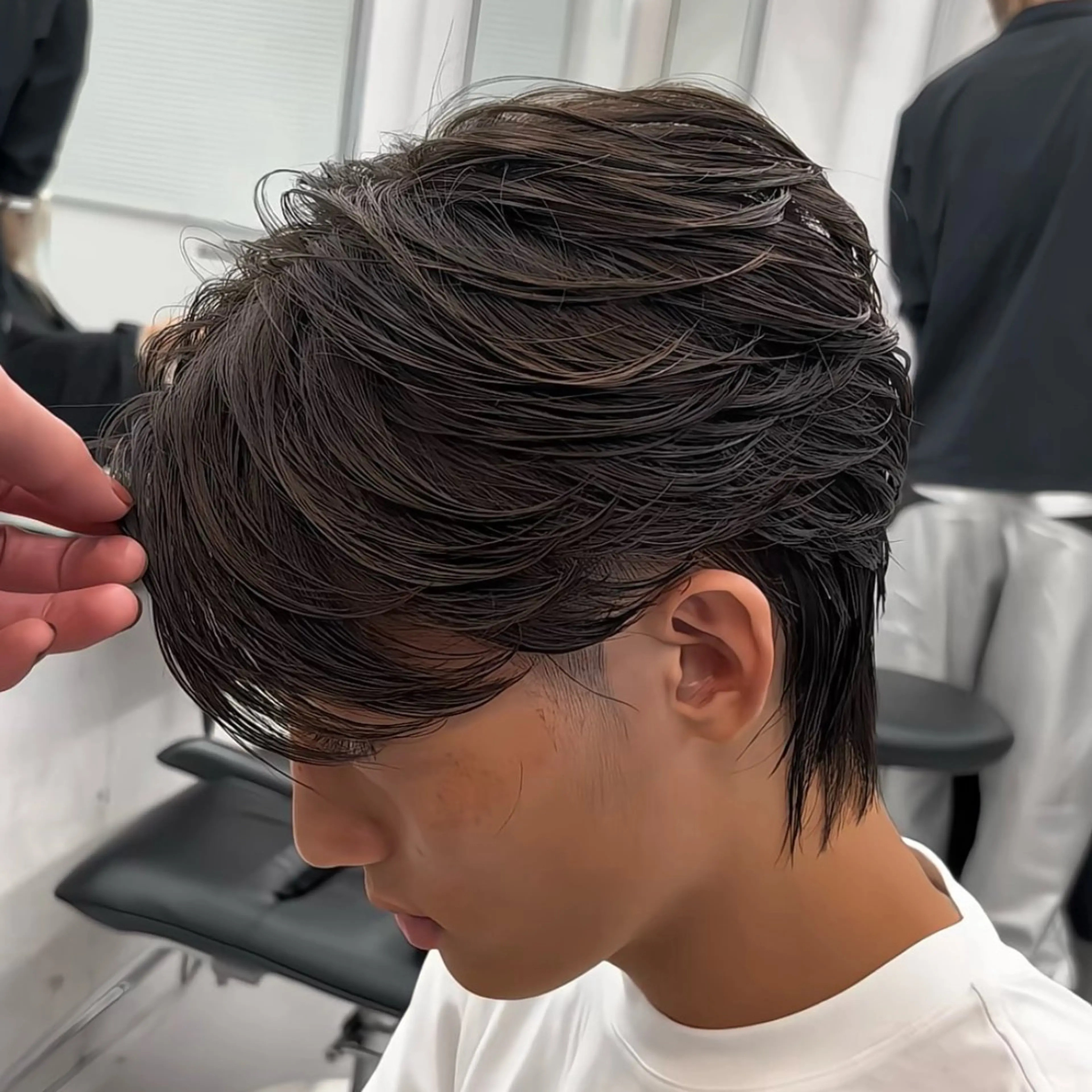 パーマ メンズ カット パーマ ヘアセット 💋ホワイトメッシュ /パーマ/メンズ💋のヘアスタイル