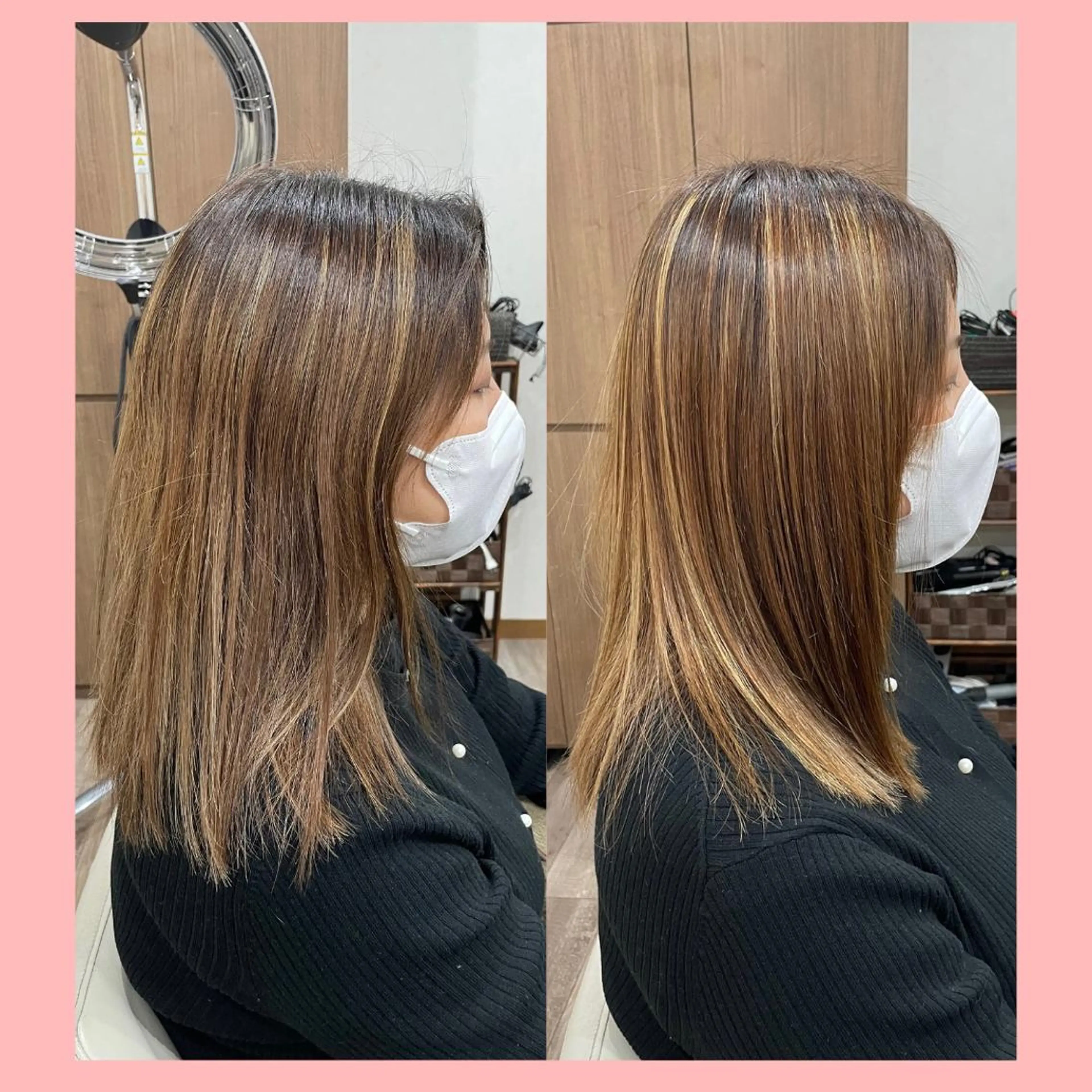 ロング パーマ ハイライト ストレートパーマ 山田 梓のヘアスタイル